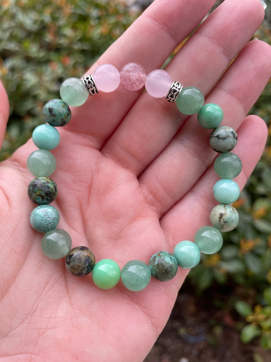 Heart Chakra Healing Crystal Bracelet for Self-Love, Compassion, Forgiveness, & Emotional Healing