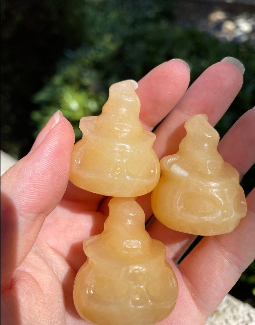 Orange Calcite Crystal Jack-O-Lantern Pumpkin with Witch Hat Carving for Halloween