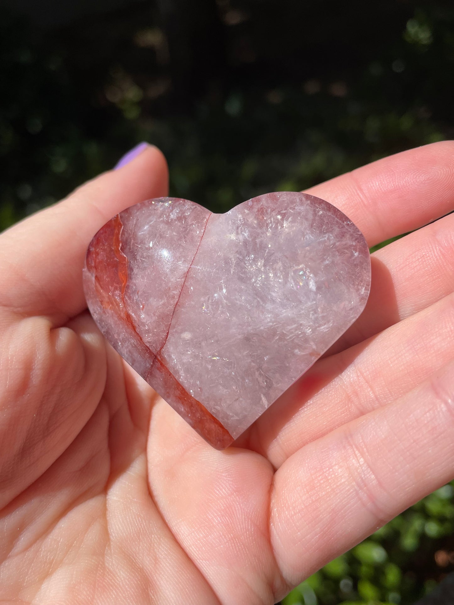 Fire Quartz Crystal Puffy Hearts