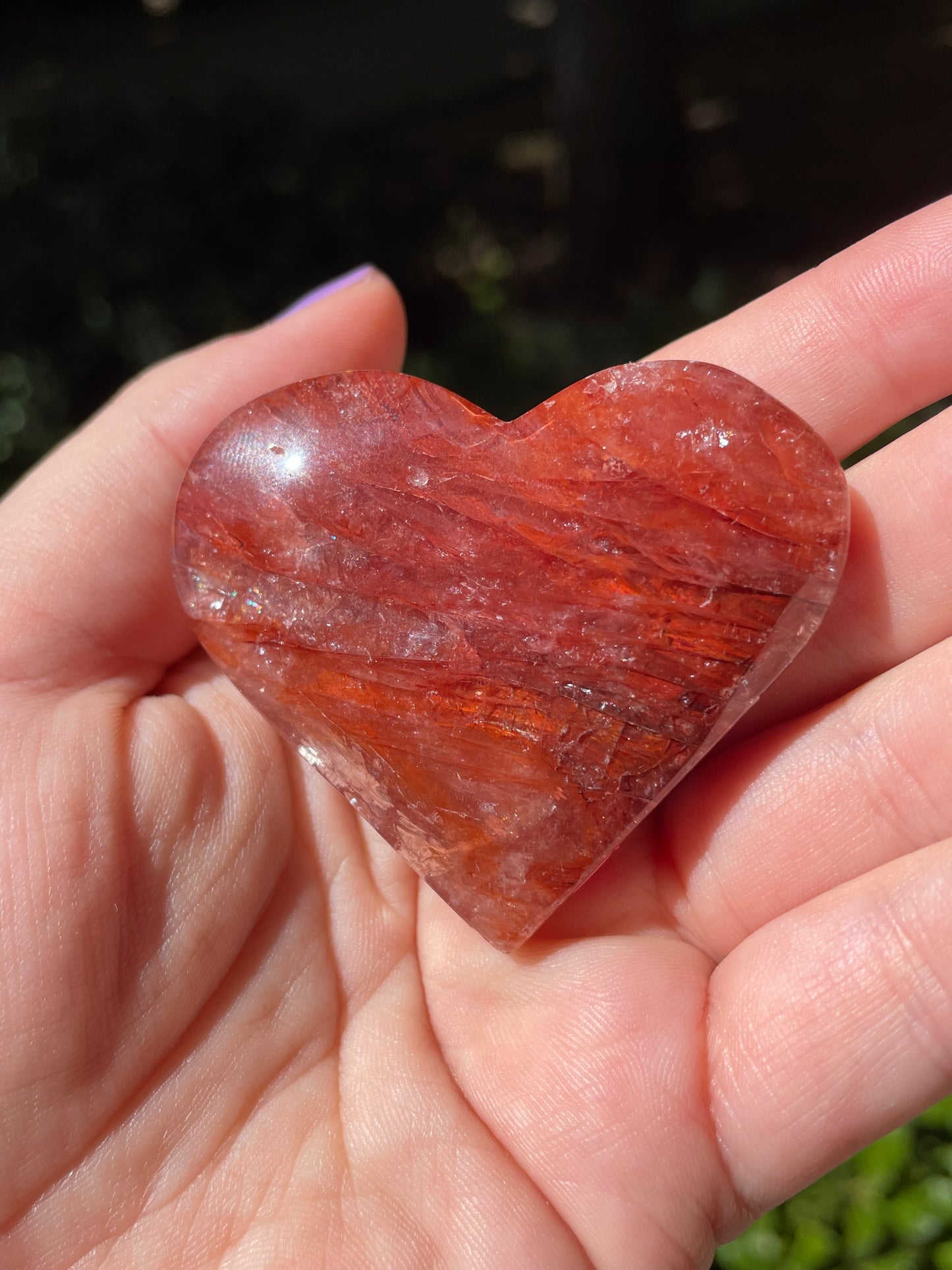 Fire Quartz Crystal Puffy Hearts