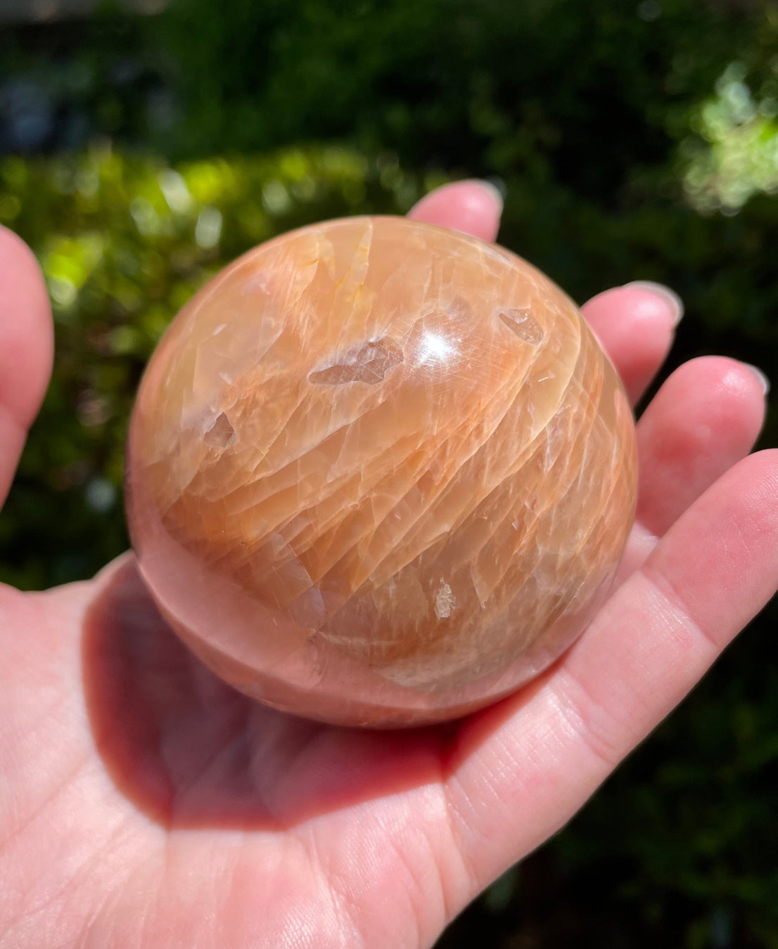 Peach Moonstone with Golden Healer and Sunstone Crystal Sphere