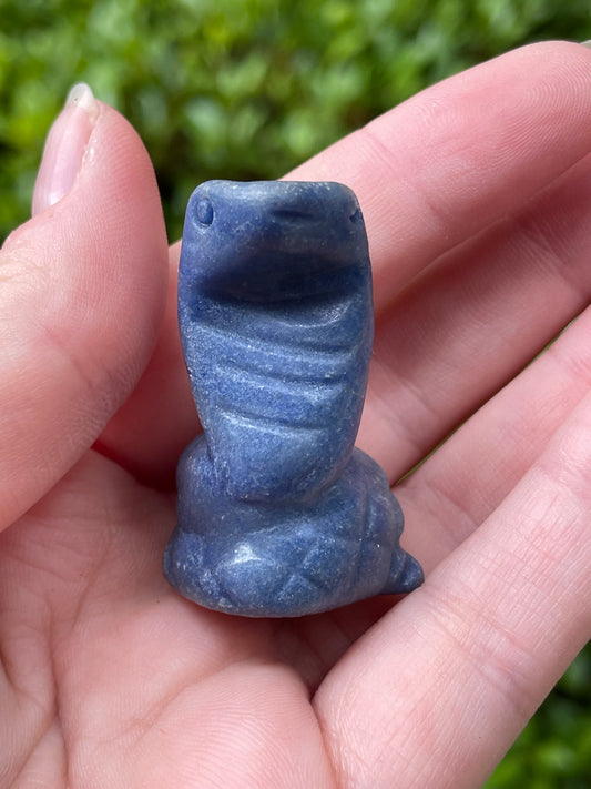 Blue Aventurine Cobra Snake Crystal Carving