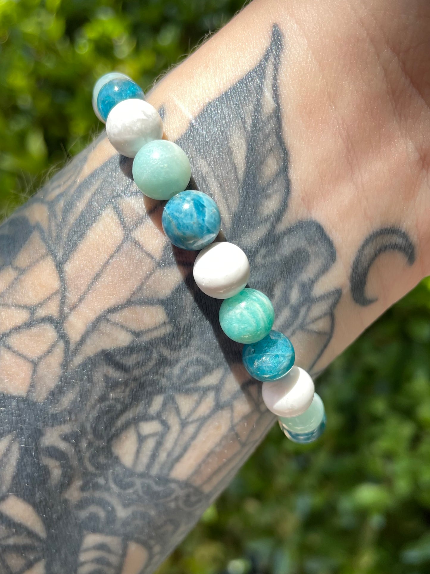 Balance + Harmony, Howlite, Amazonite, and Blue Apatite Crystal Bracelet