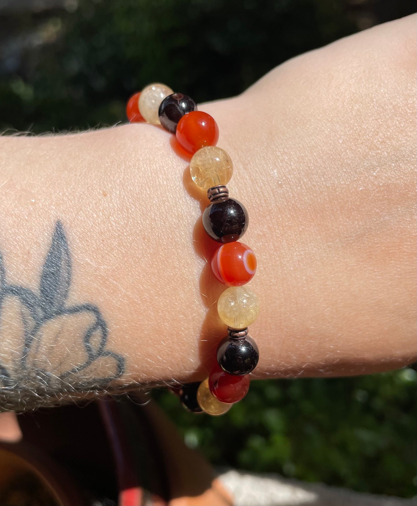 Carnelian, Citrine & Garnet Crystal Bracelet for Confidence, Energy, Passion