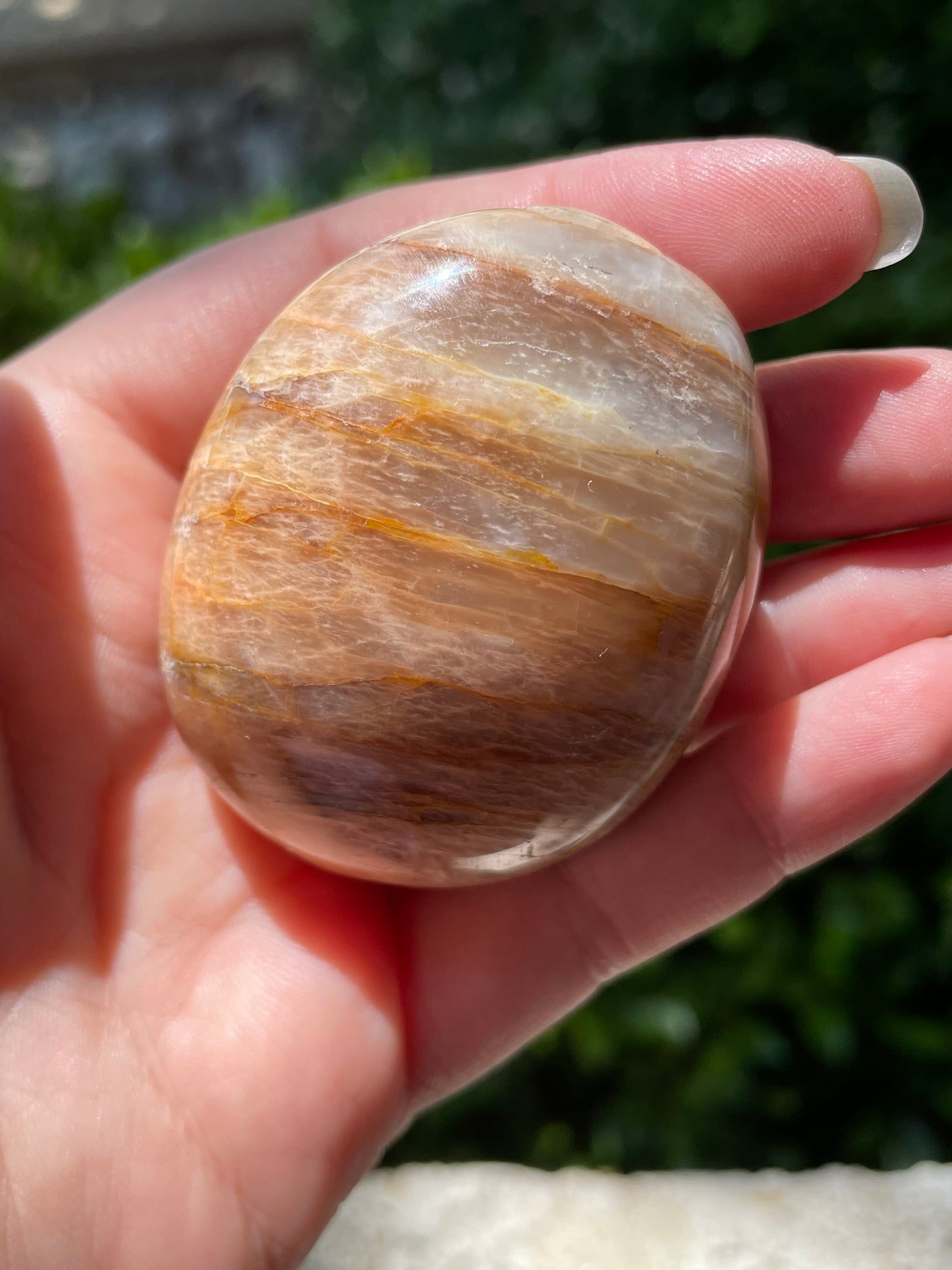 Peach Moonstone Palm Crystal Stone