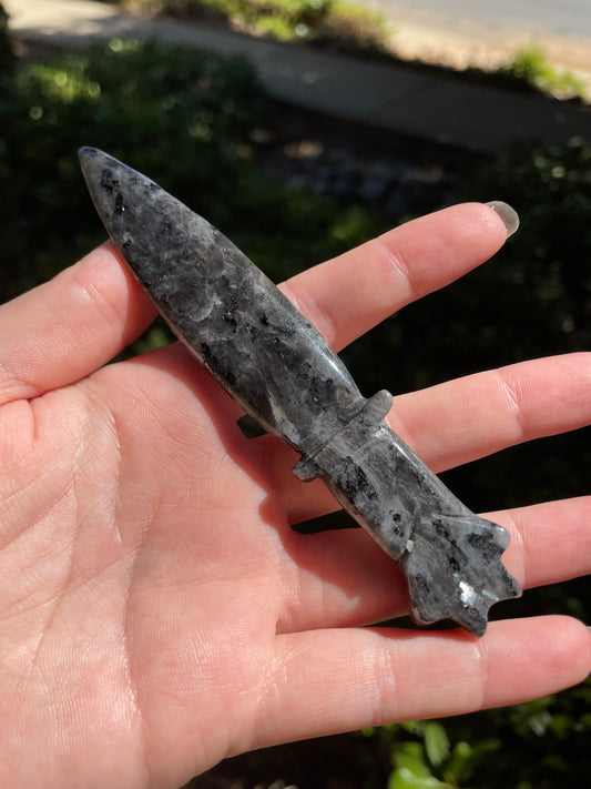 Larvikite Crystal Athame Knife Carving