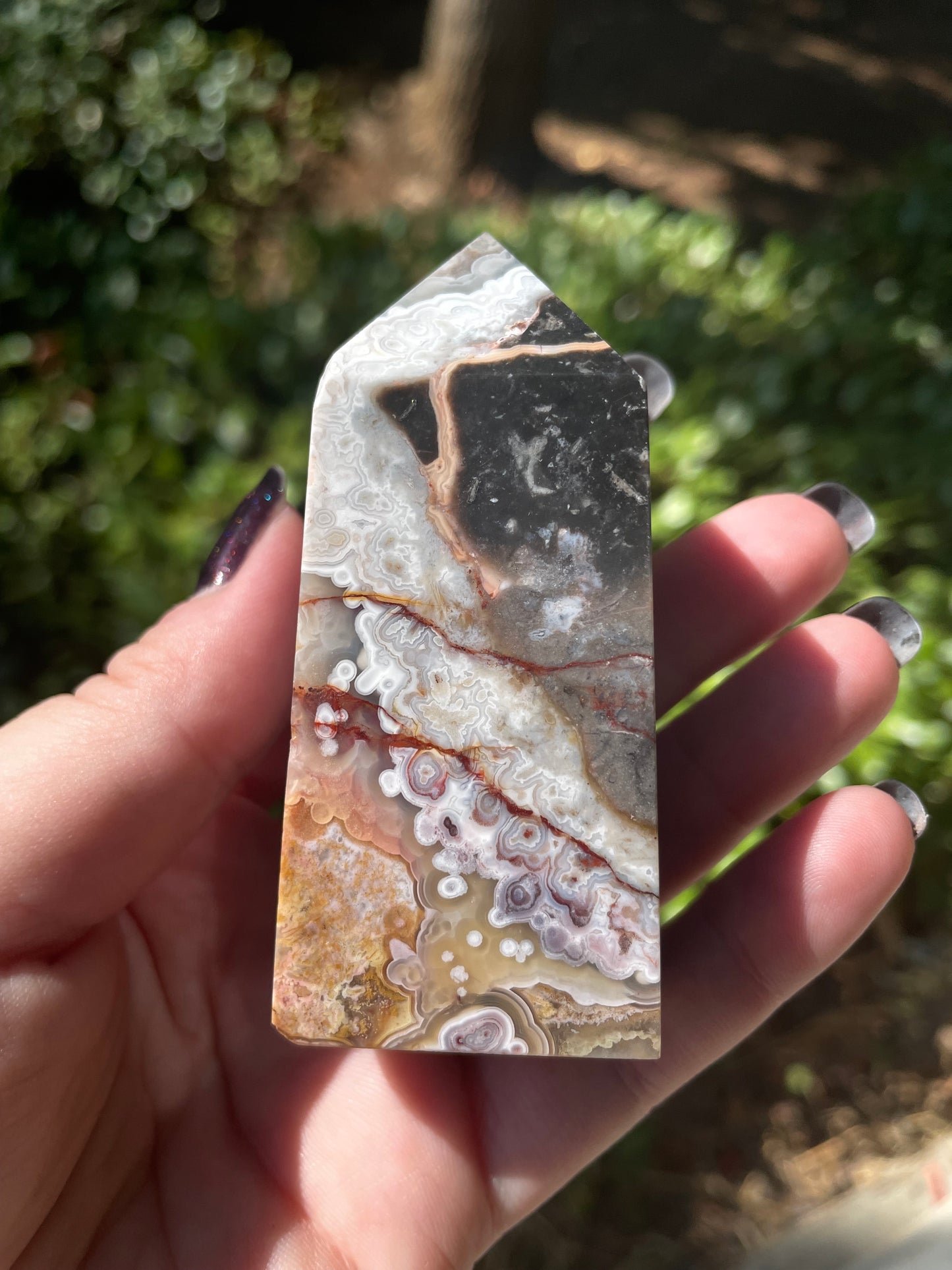 3” Mexican Crazy Lace Agate Tower