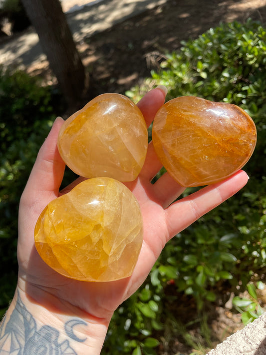 Golden Healer Quartz Crystal Puffy Heart