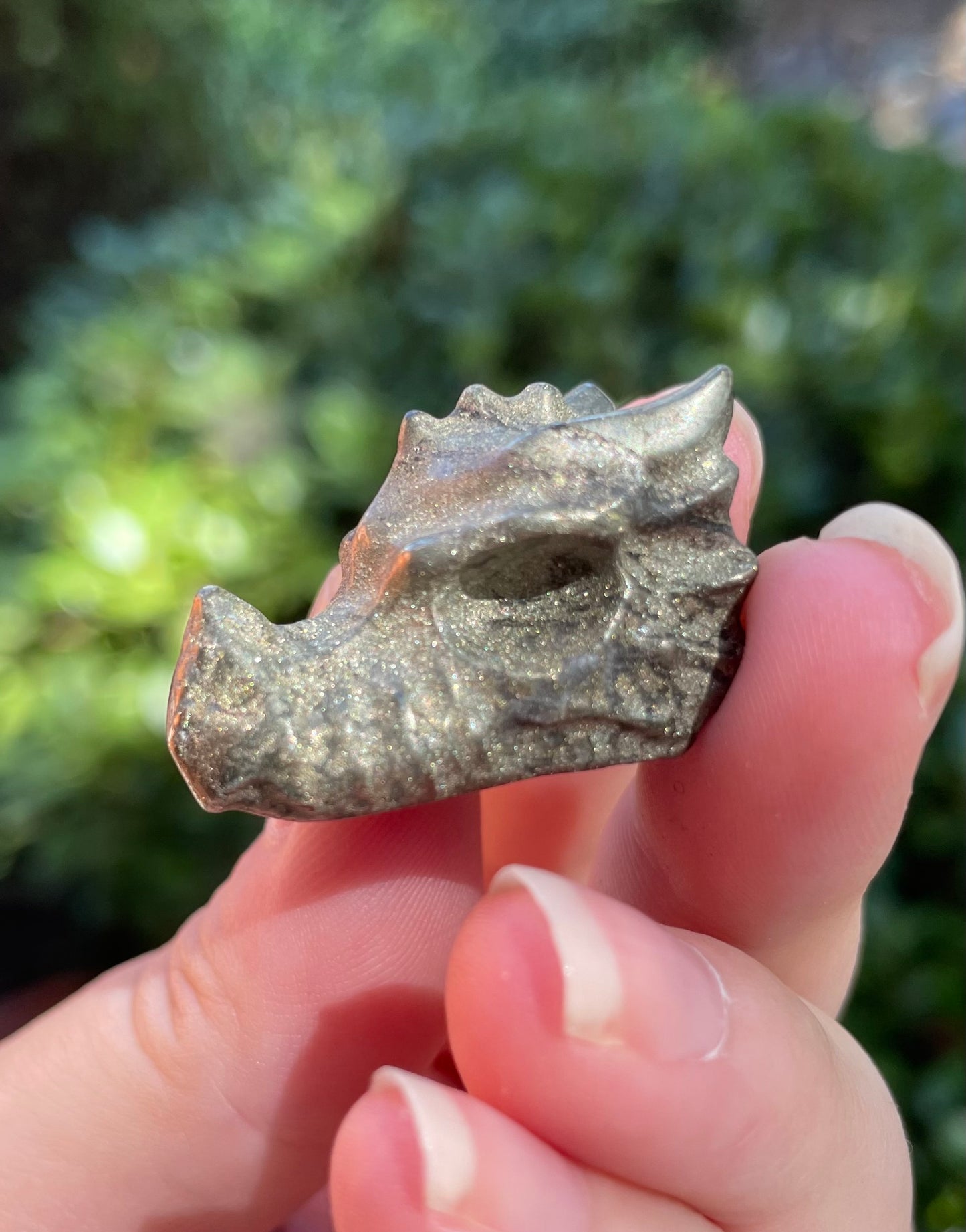 Pyrite Dragon Head Crystal Carving