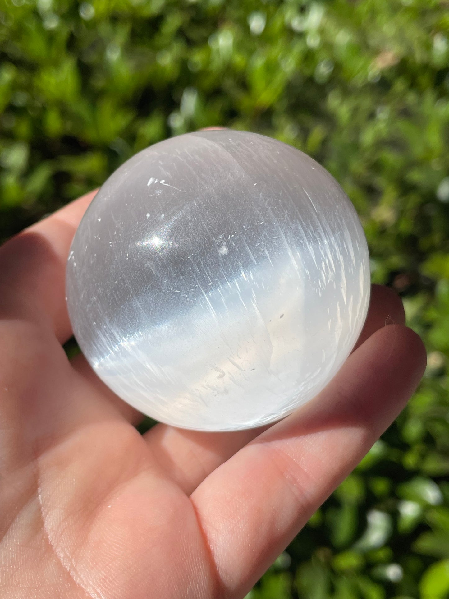 Medium Satin Spar Selenite Crystal Sphere