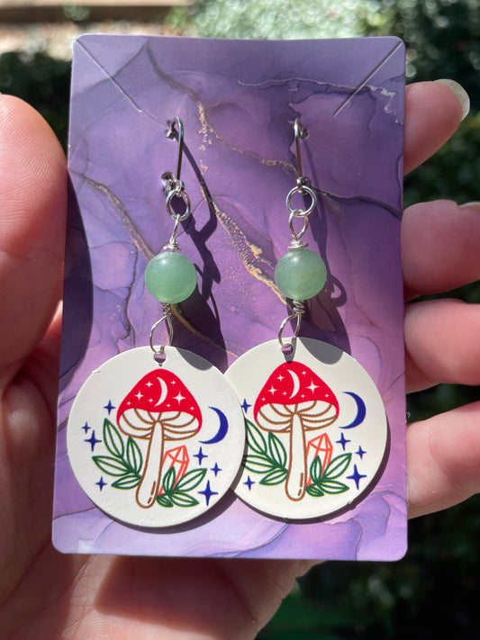 Cosmic Mushroom Crystal Earrings