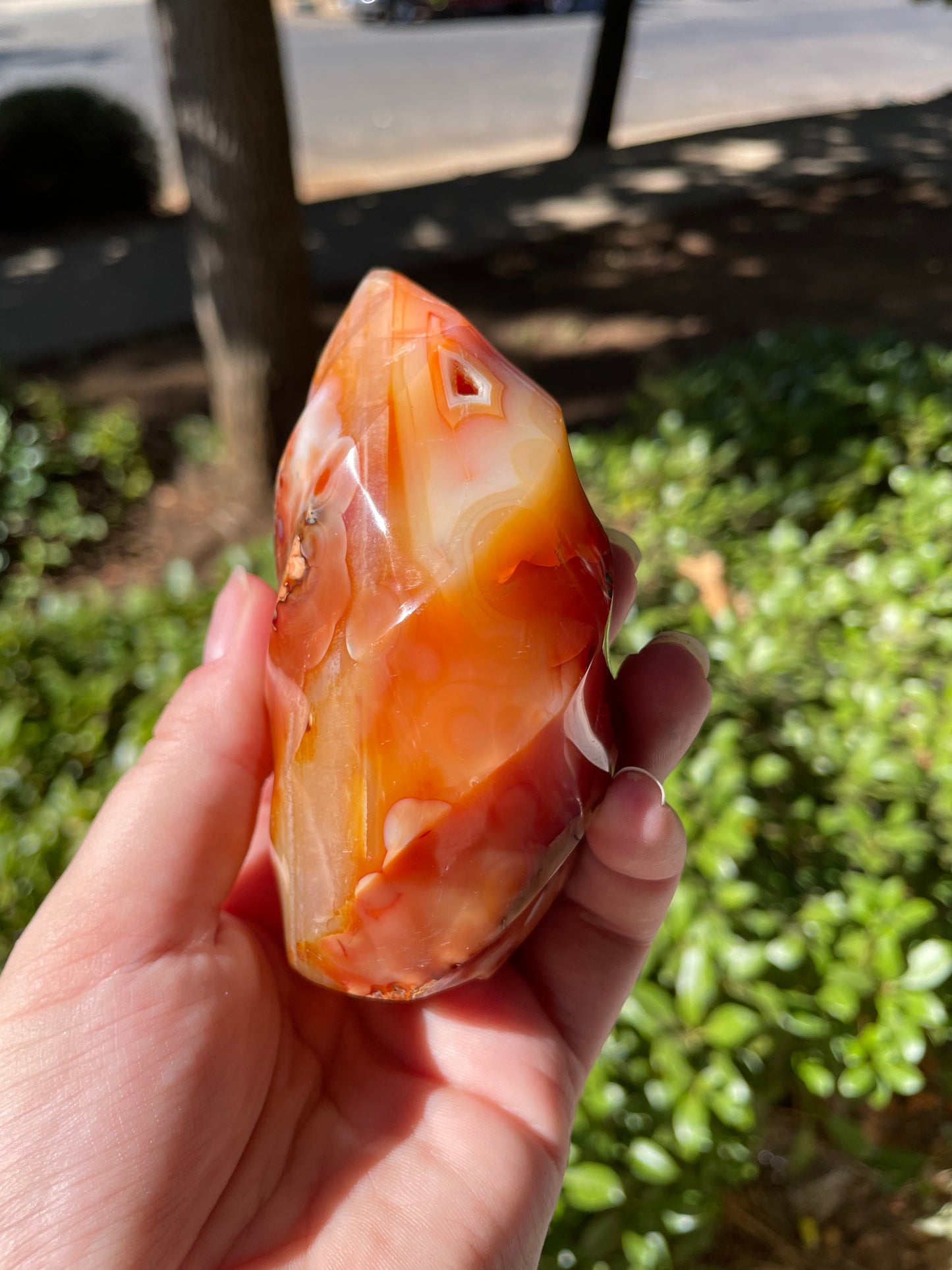 Carnelian Crystal Flame Carving