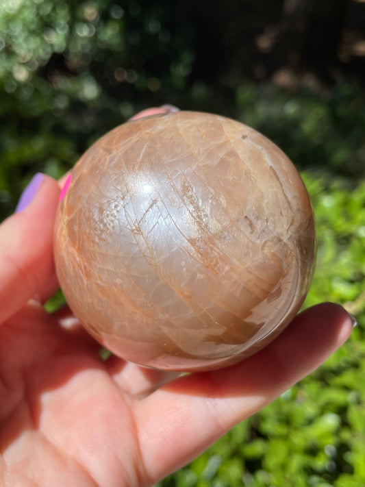 Peach Moonstone with Golden Healer and Sunstone Crystal Sphere