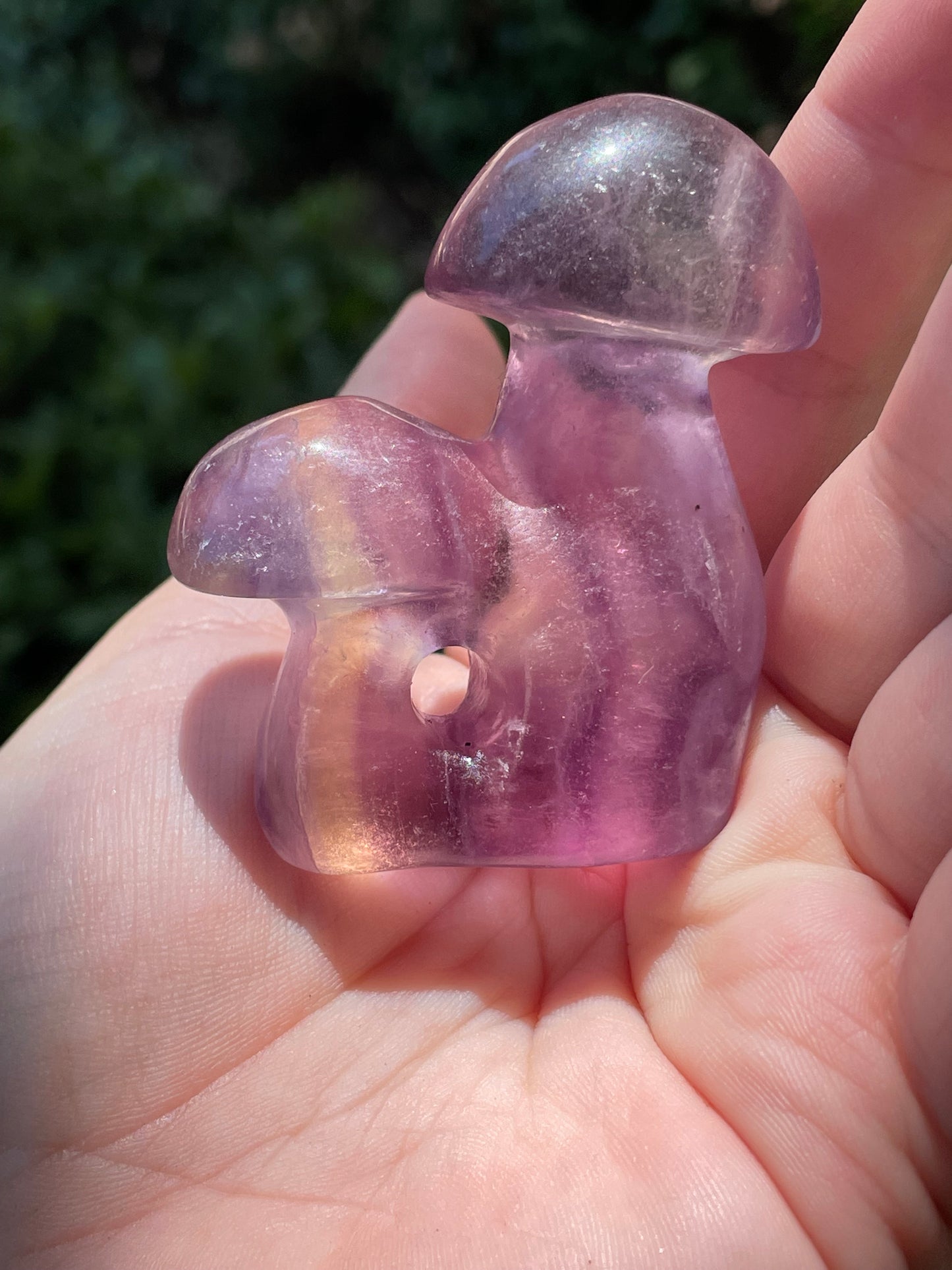 Rainbow Fluorite Crystal Mushroom Carving