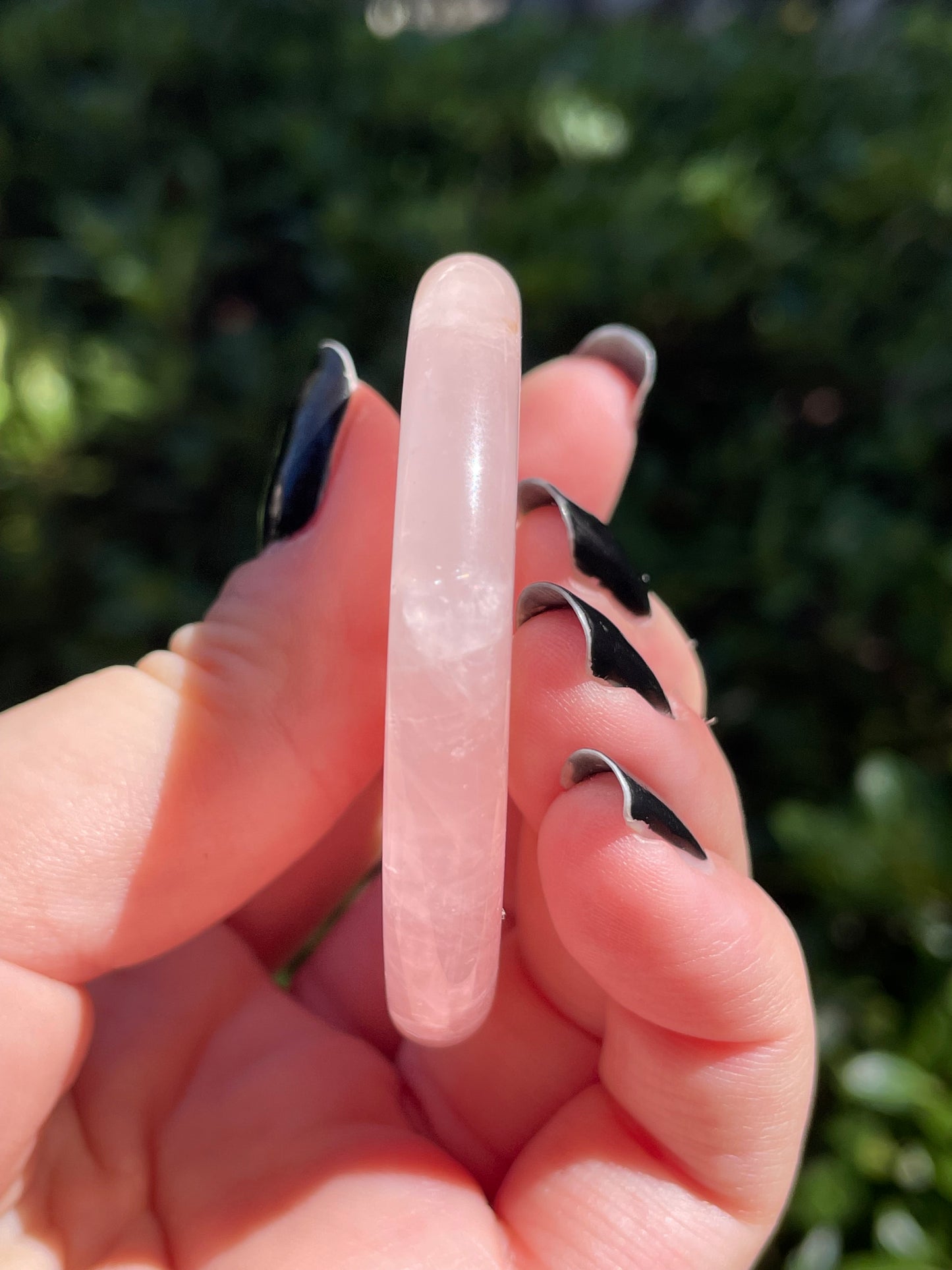 Rose Quartz Crystal Triple Moon Goddess Pentacle Worry Stone Disc