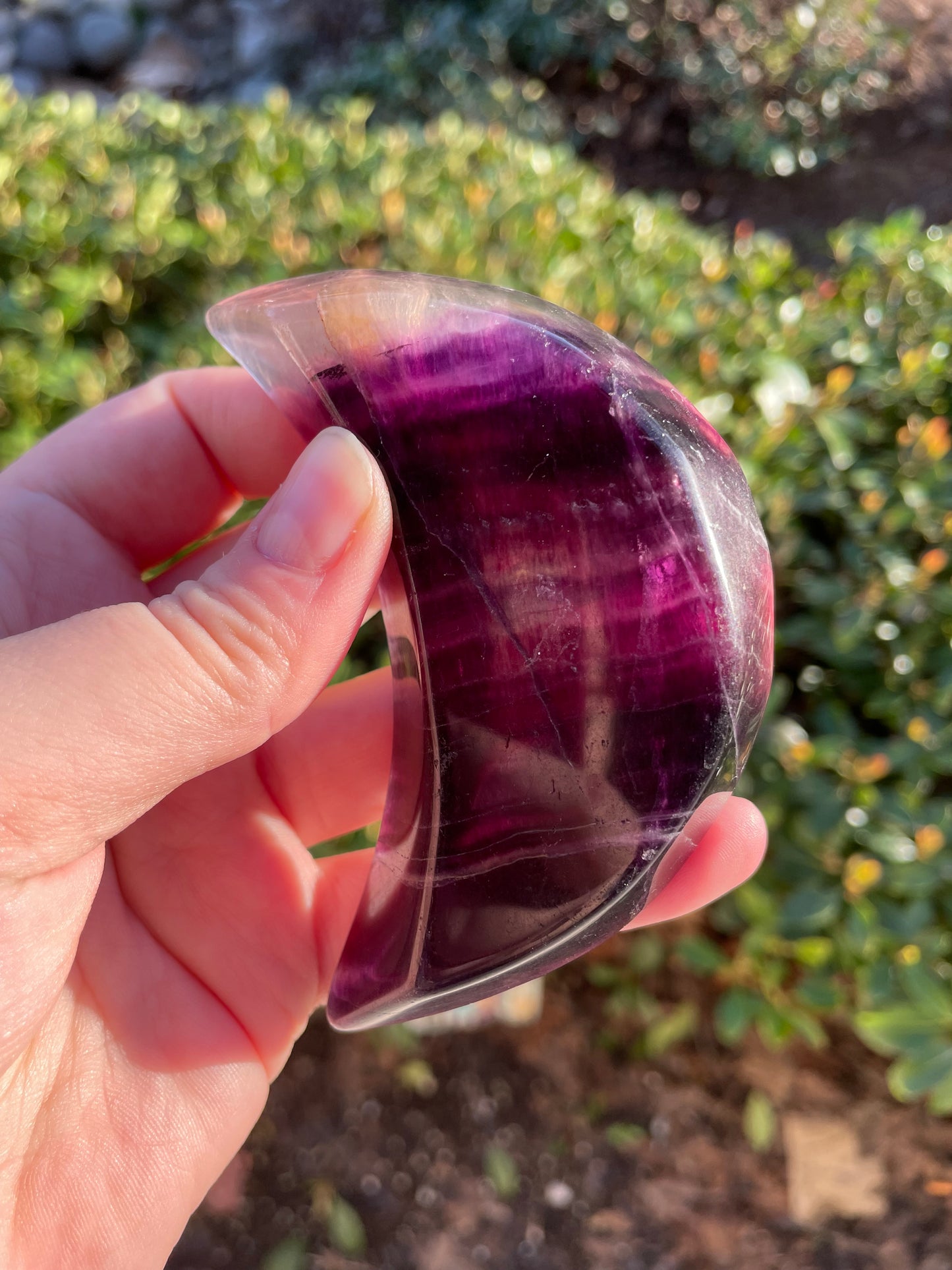 Rainbow Fluorite Crescent Moon Crystal Bowl