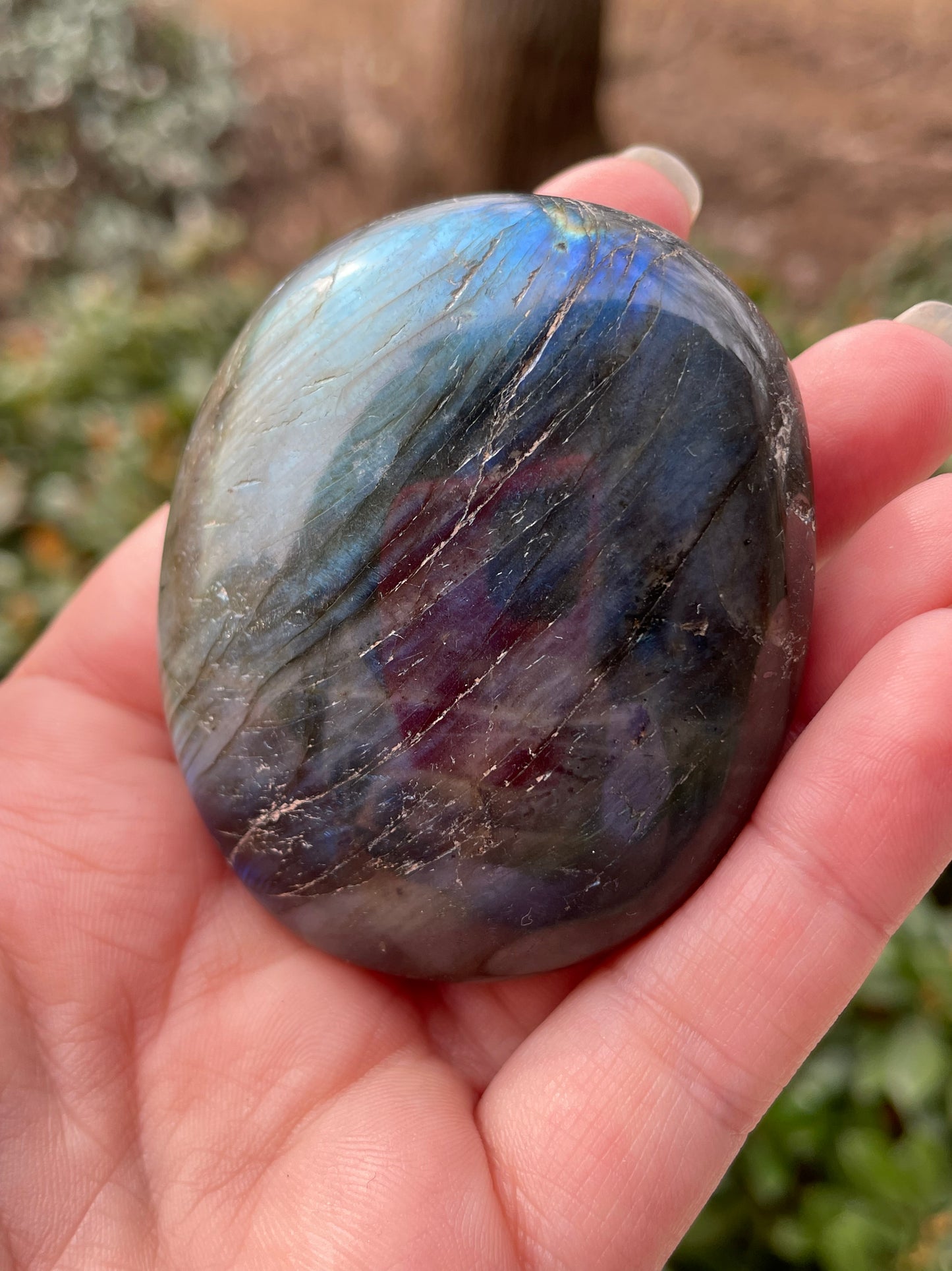 Labradorite Crystal Palm Stone Large