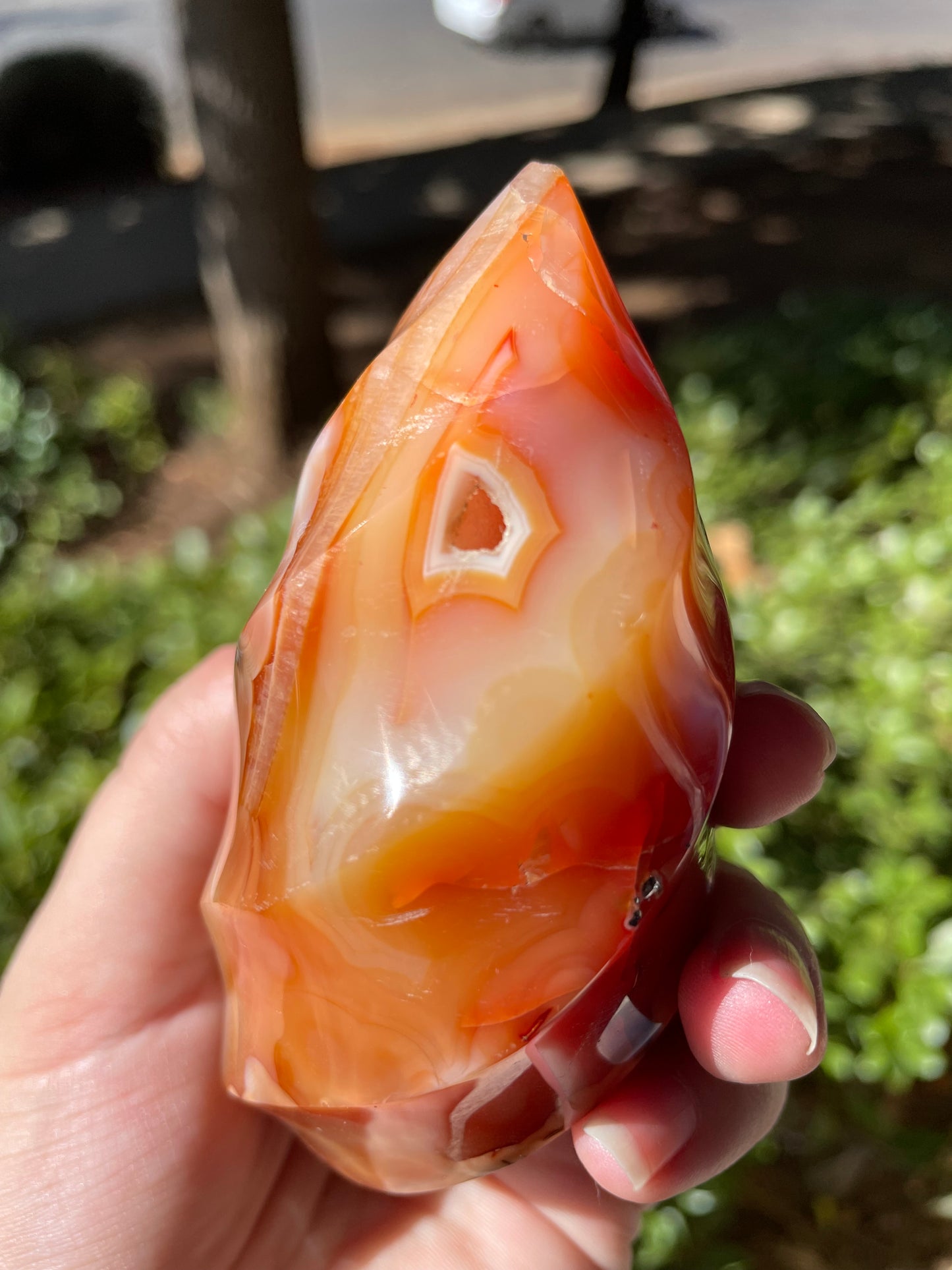 Carnelian Crystal Flame Carving