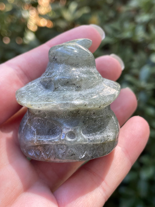 Labradorite Jack-O-Lantern Halloween Pumpkin Witch Carving