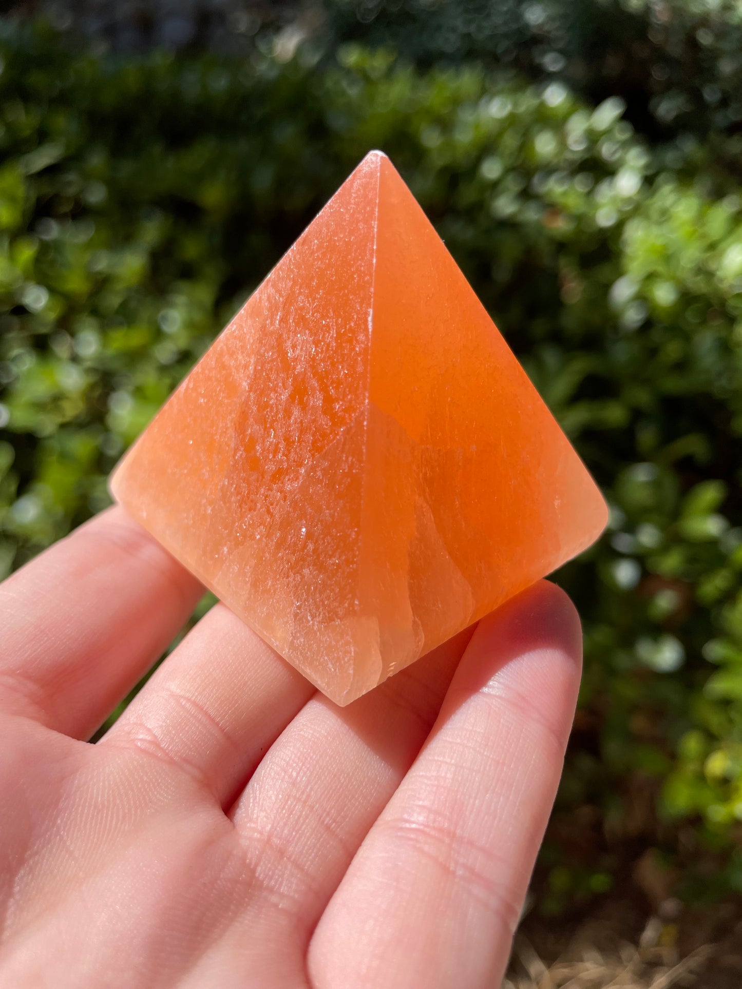 Peach Satin Spar Selenite 2” Pyramid