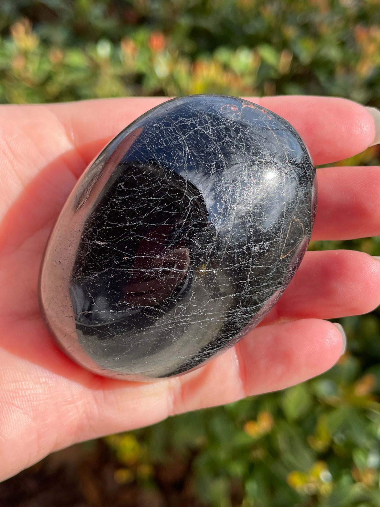 Black Tourmaline Crystal Palm Stone