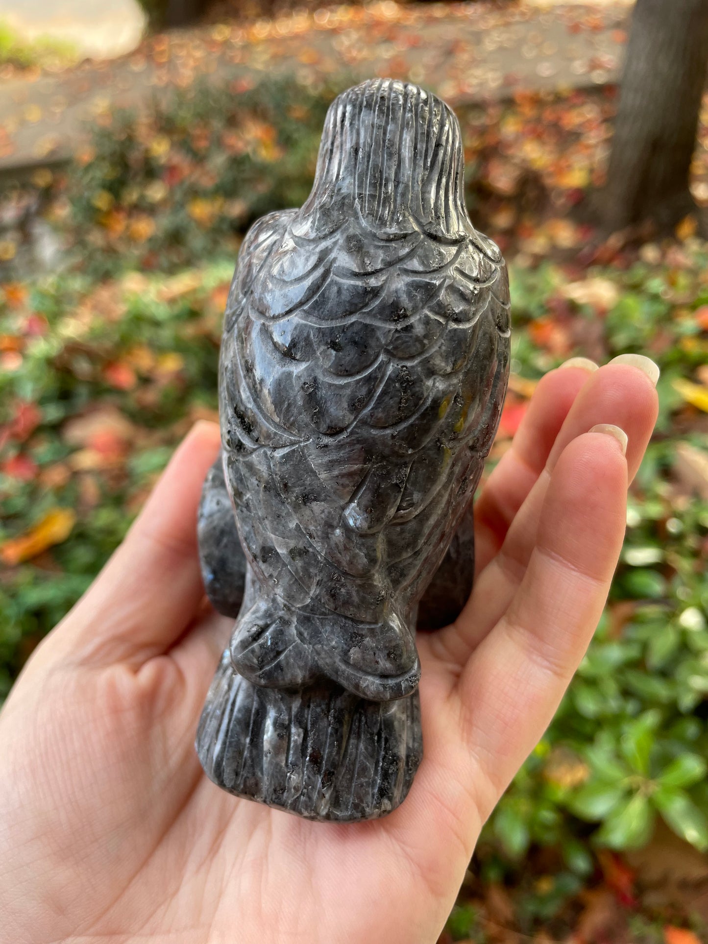 4” Larvikite Raven Statue