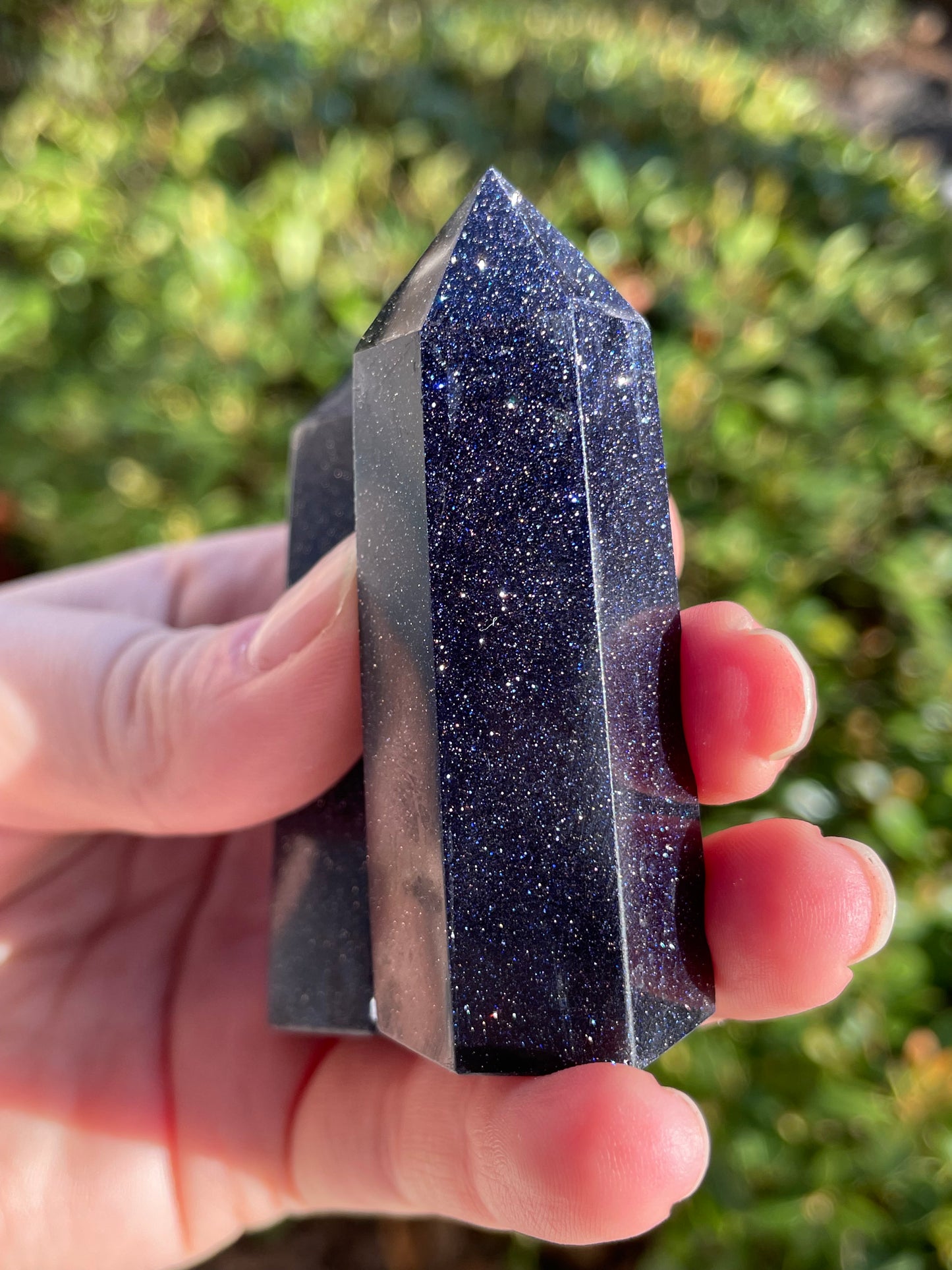 Blue Goldstone Crystal Tower