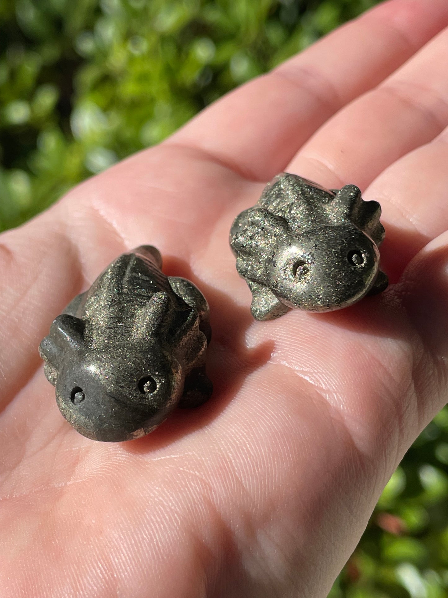 Pyrite Axolotl Crystal Carvings