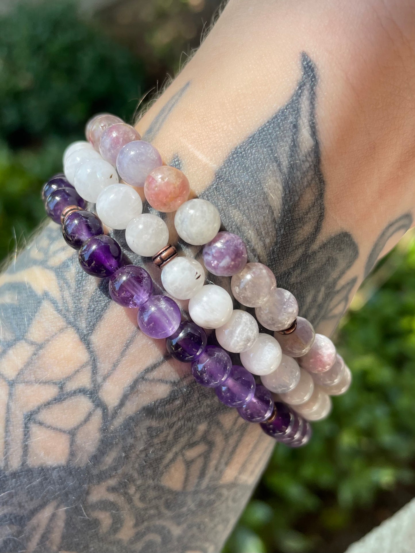 Self-Love Divine Feminine Heart Bracelet with Amethyst, Unicorn Stone, & Moonstone Bracelet Stack