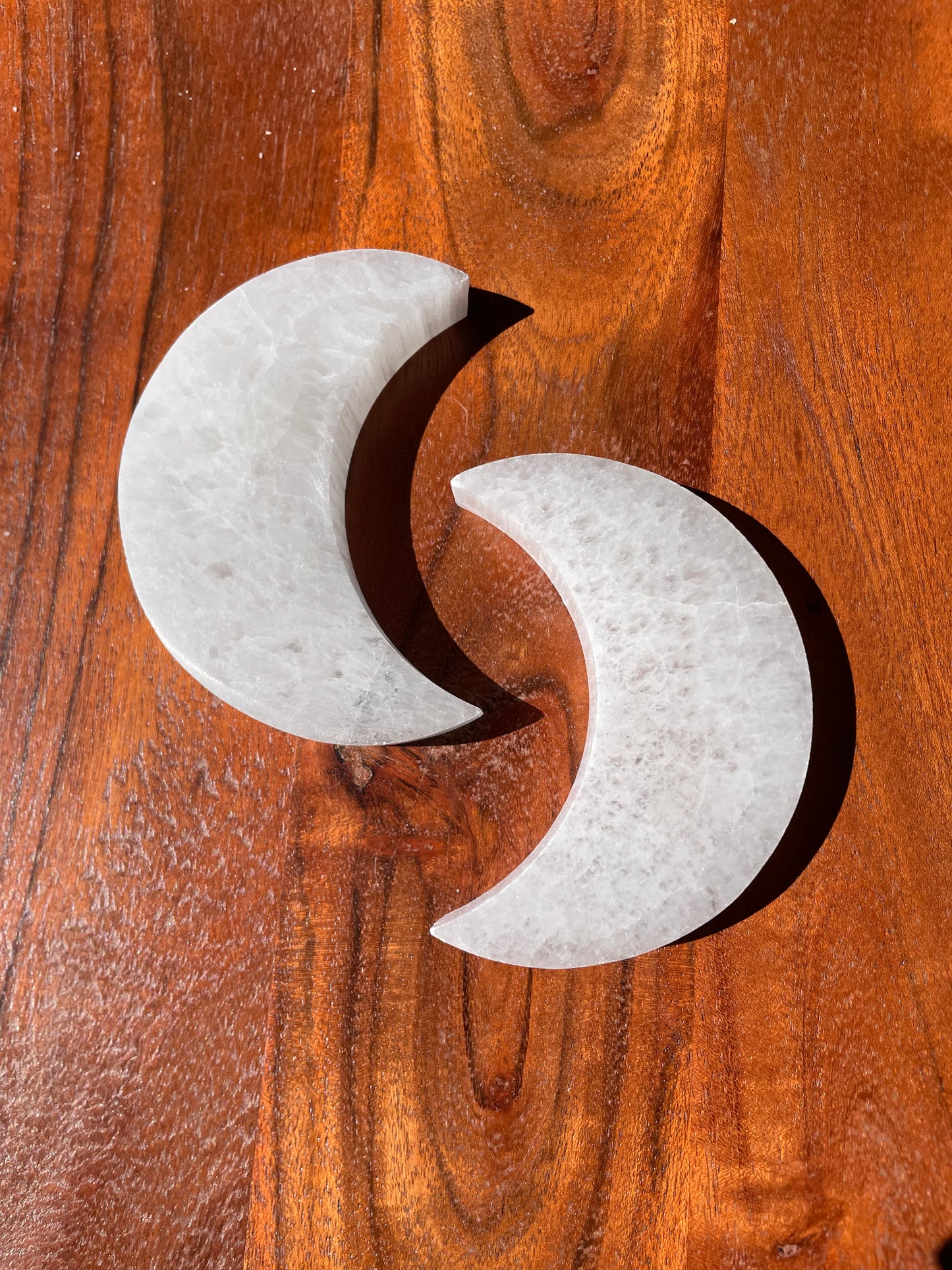 Satin Spar Selenite Crescent Moon Crystal Carving