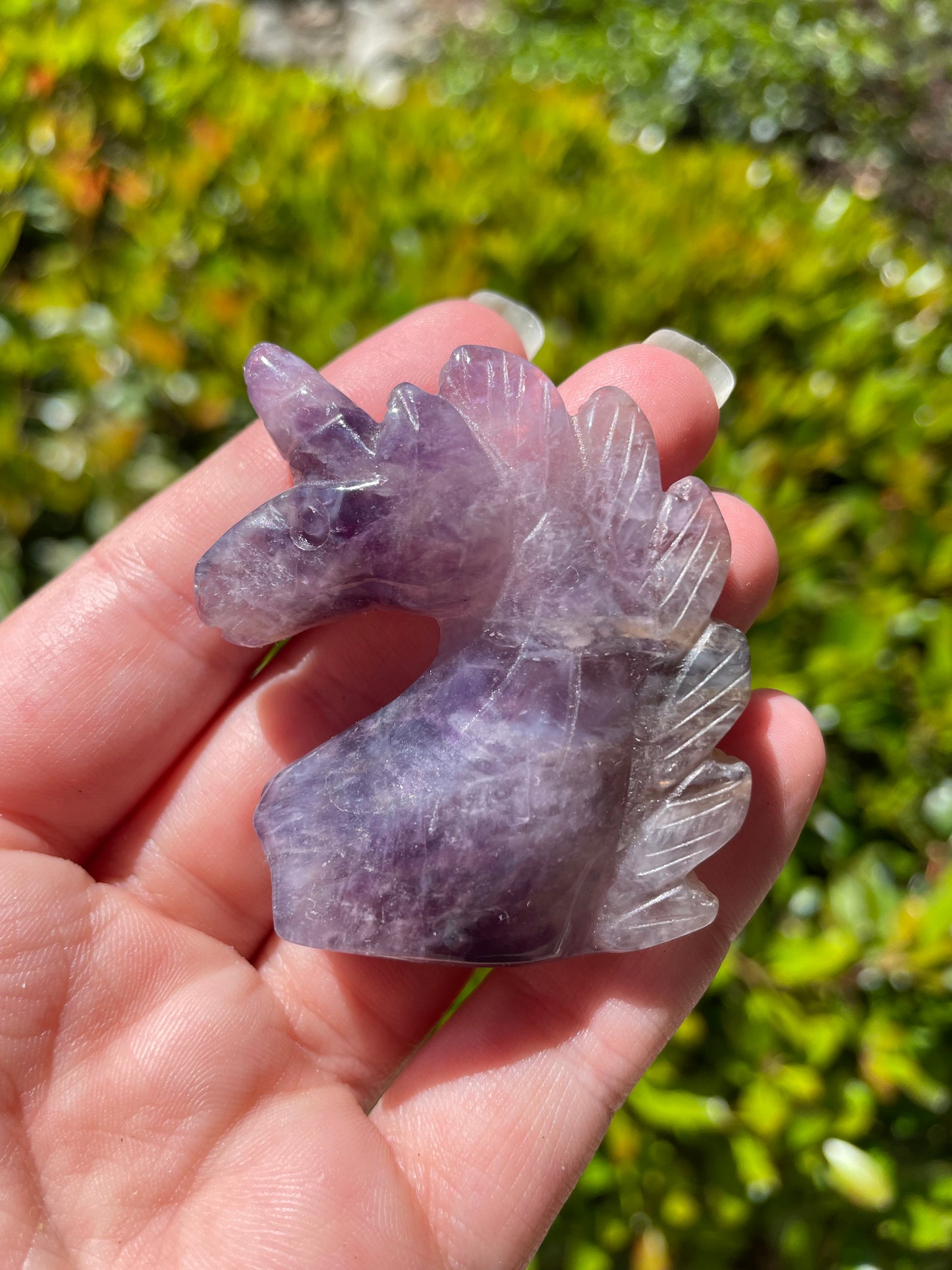 Chevron Amethyst Unicorn Crystal Carving