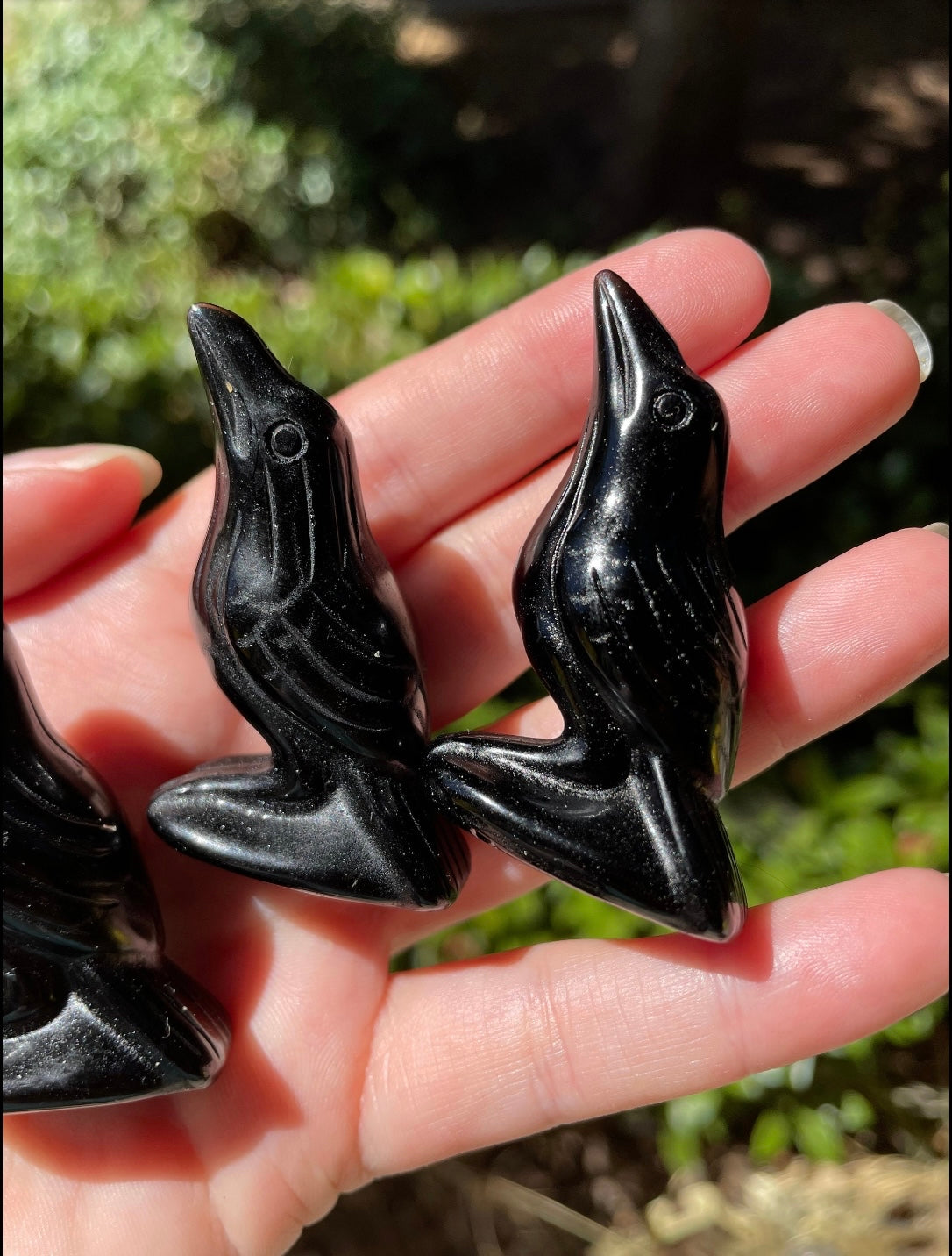 Obsidian Crystal Crow Raven Carving