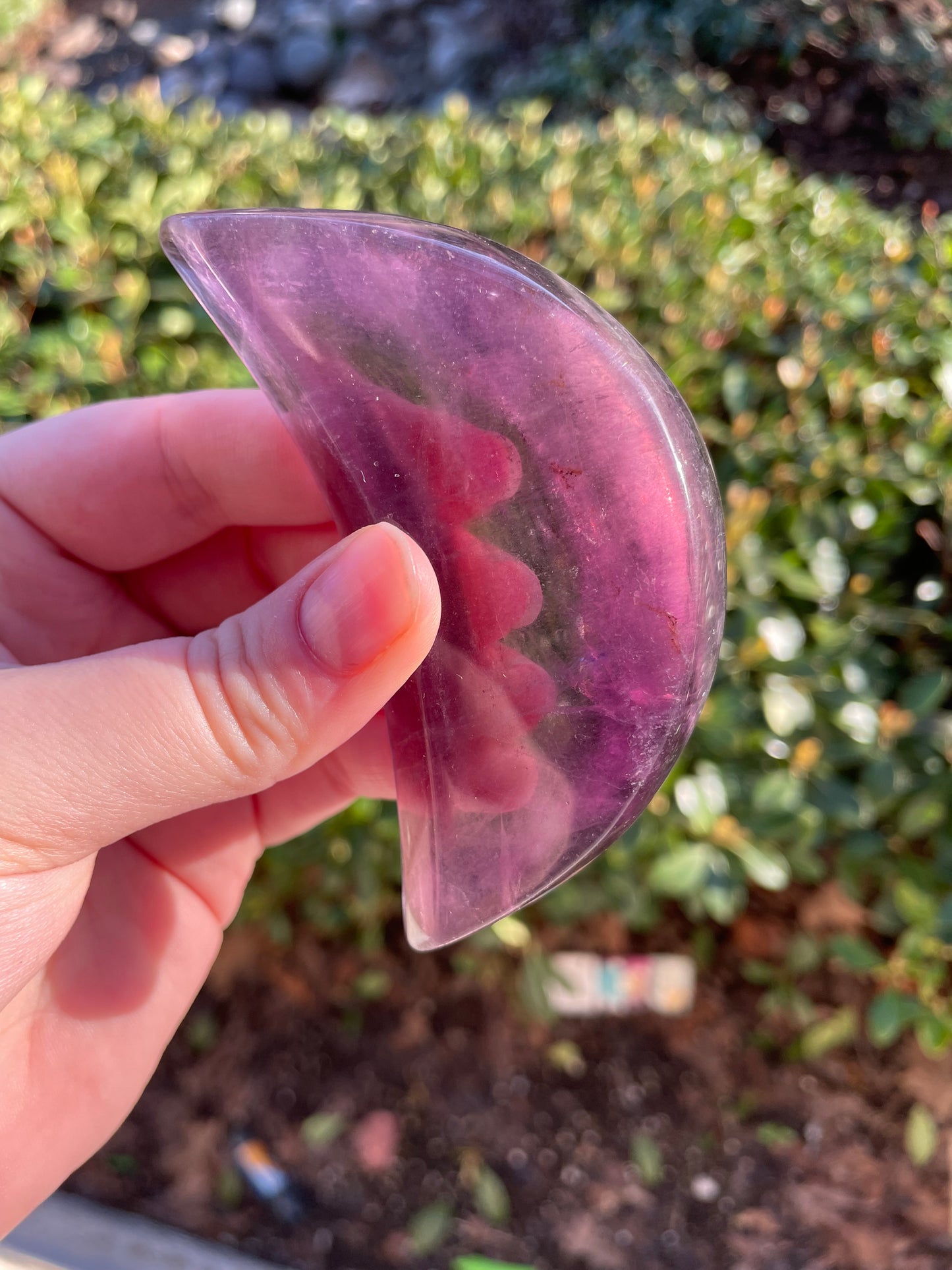 Rainbow Fluorite Crescent Moon Crystal Bowl