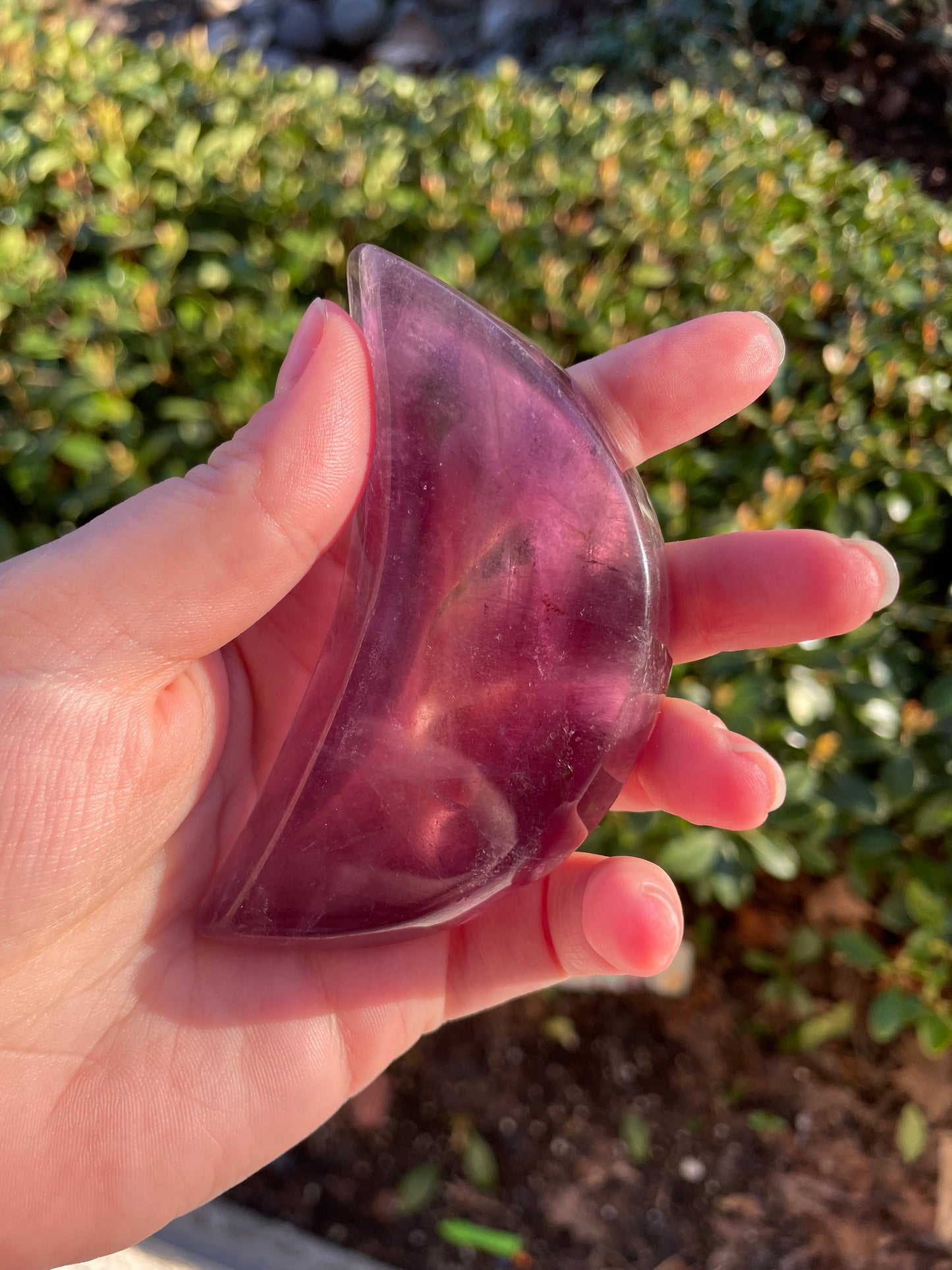 Rainbow Fluorite Crescent Moon Crystal Bowl