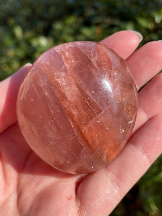 Fire Quartz Crystal Palm Stone