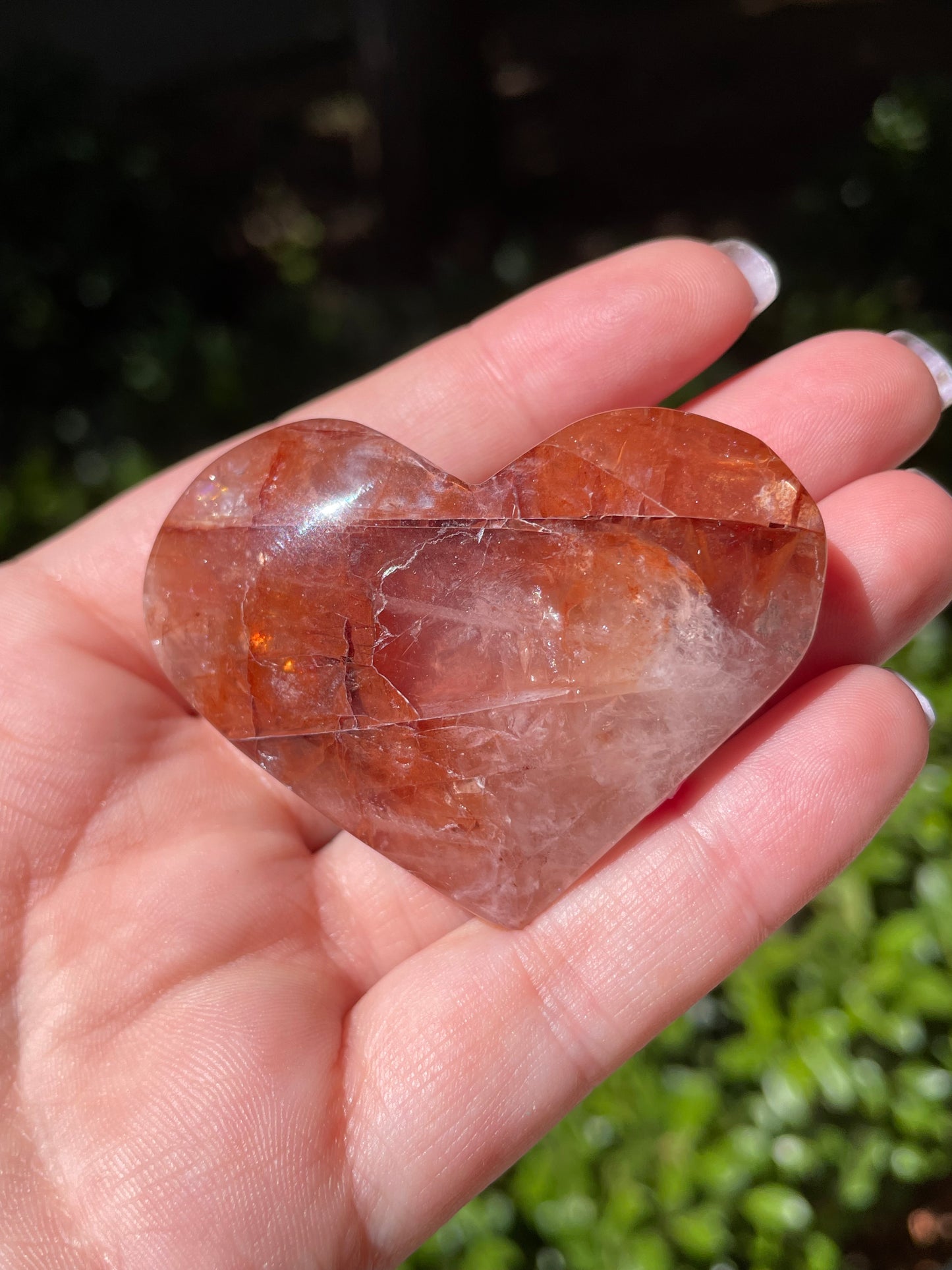 Fire Quartz Crystal Puffy Hearts