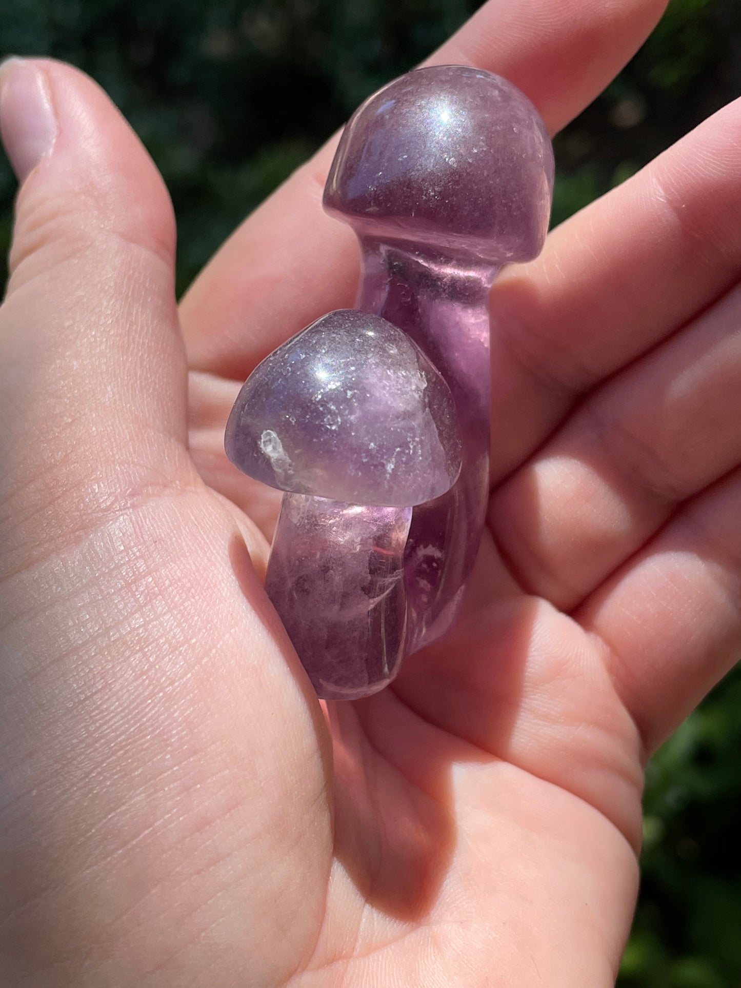 Rainbow Fluorite Crystal Mushroom Carving