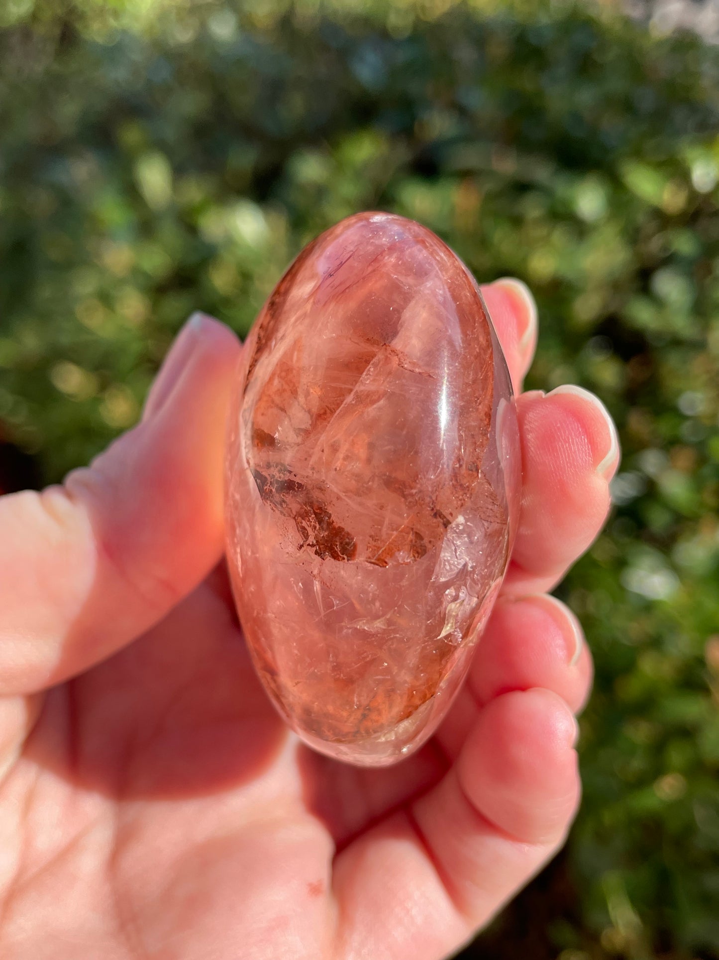 Fire Quartz Crystal Palm Stone