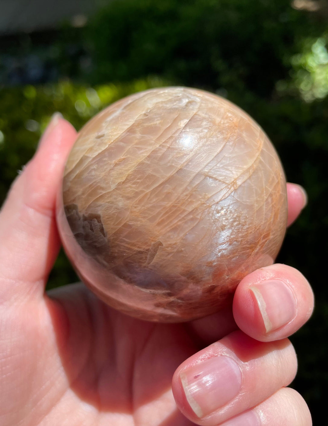 Peach Moonstone with Golden Healer and Sunstone Crystal Sphere