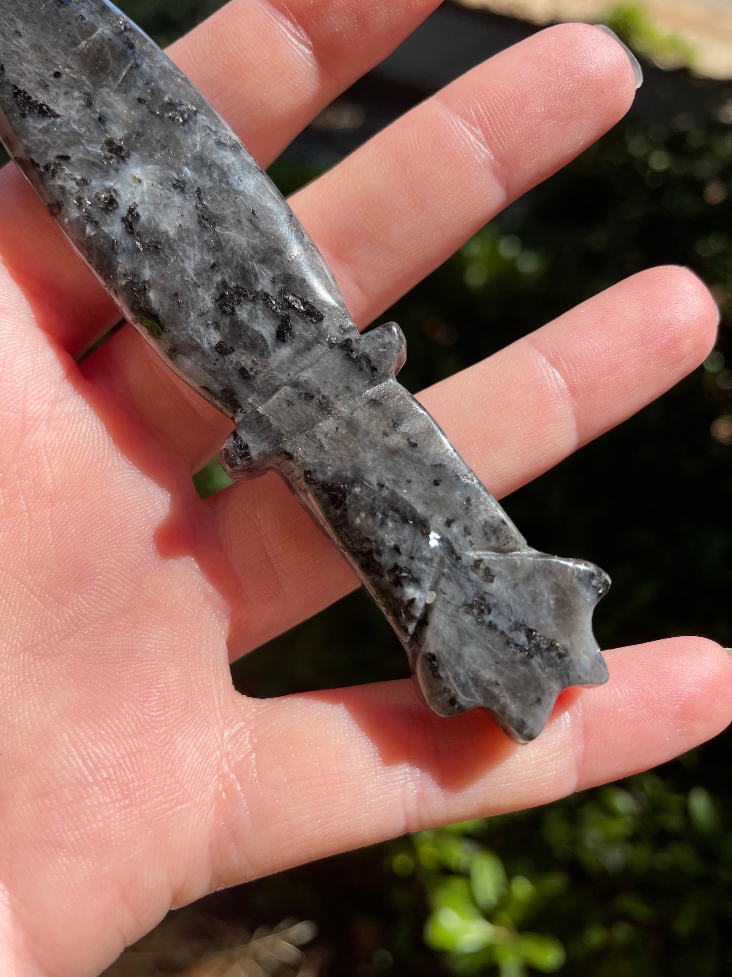 Larvikite Crystal Athame Knife Carving