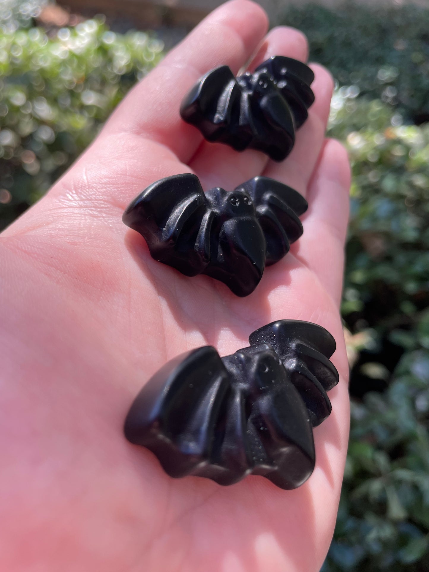 Obsidian Crystal Bat Carving