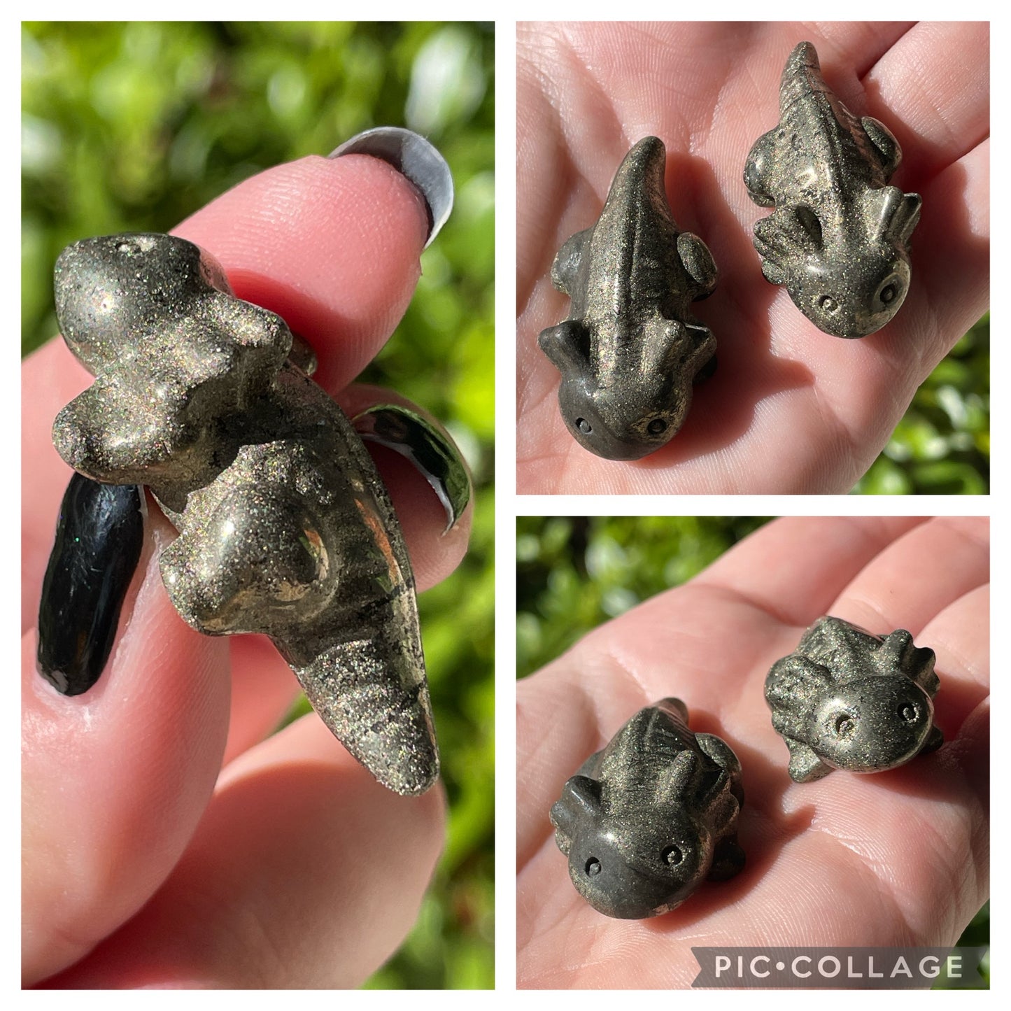 Pyrite Axolotl Crystal Carvings