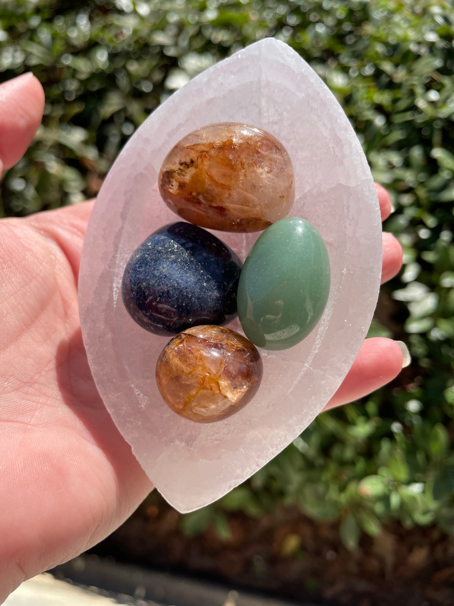 Satin Spar Selenite Oval Crystal Charging Bowl