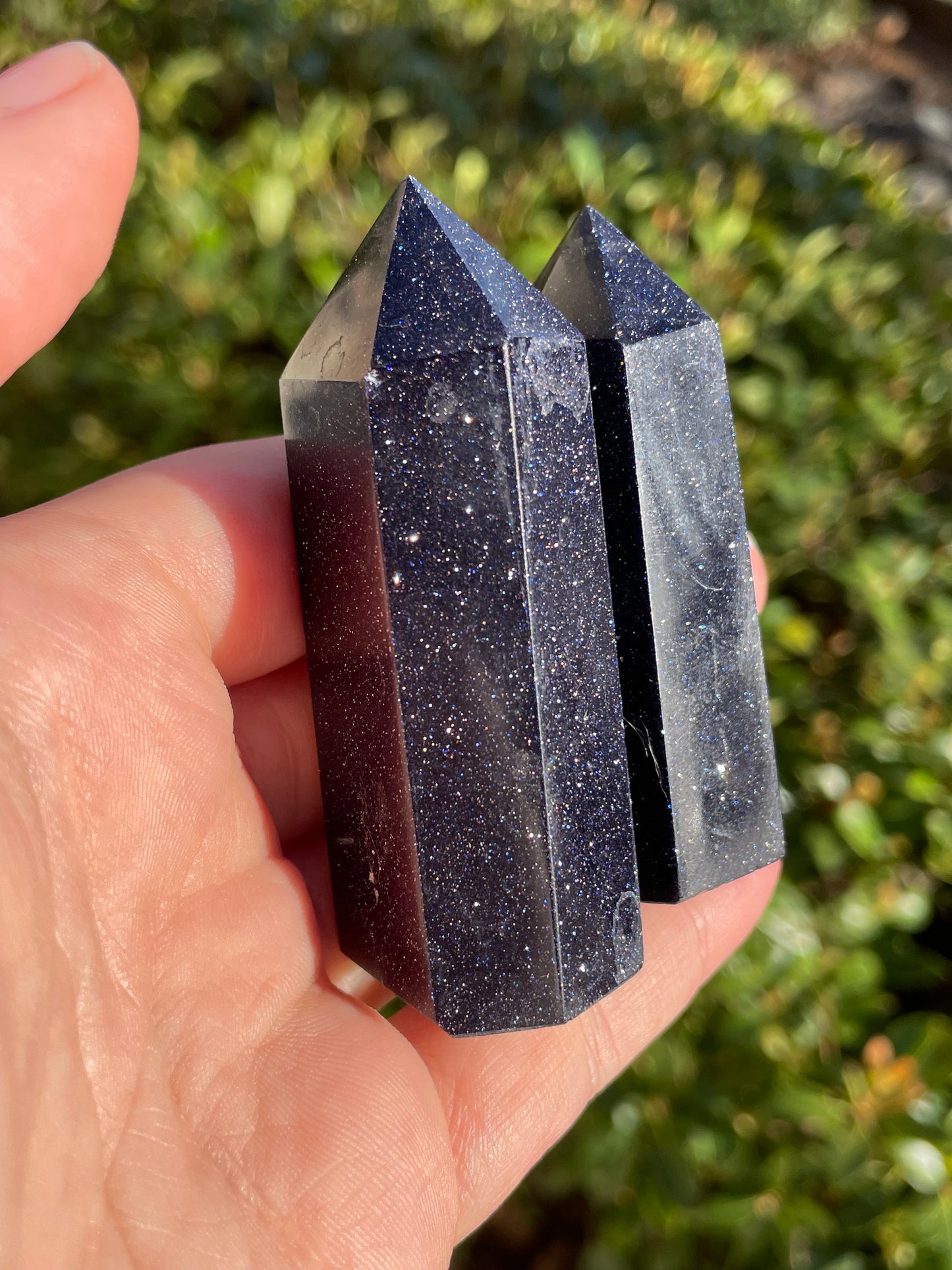 Blue Goldstone Crystal Tower