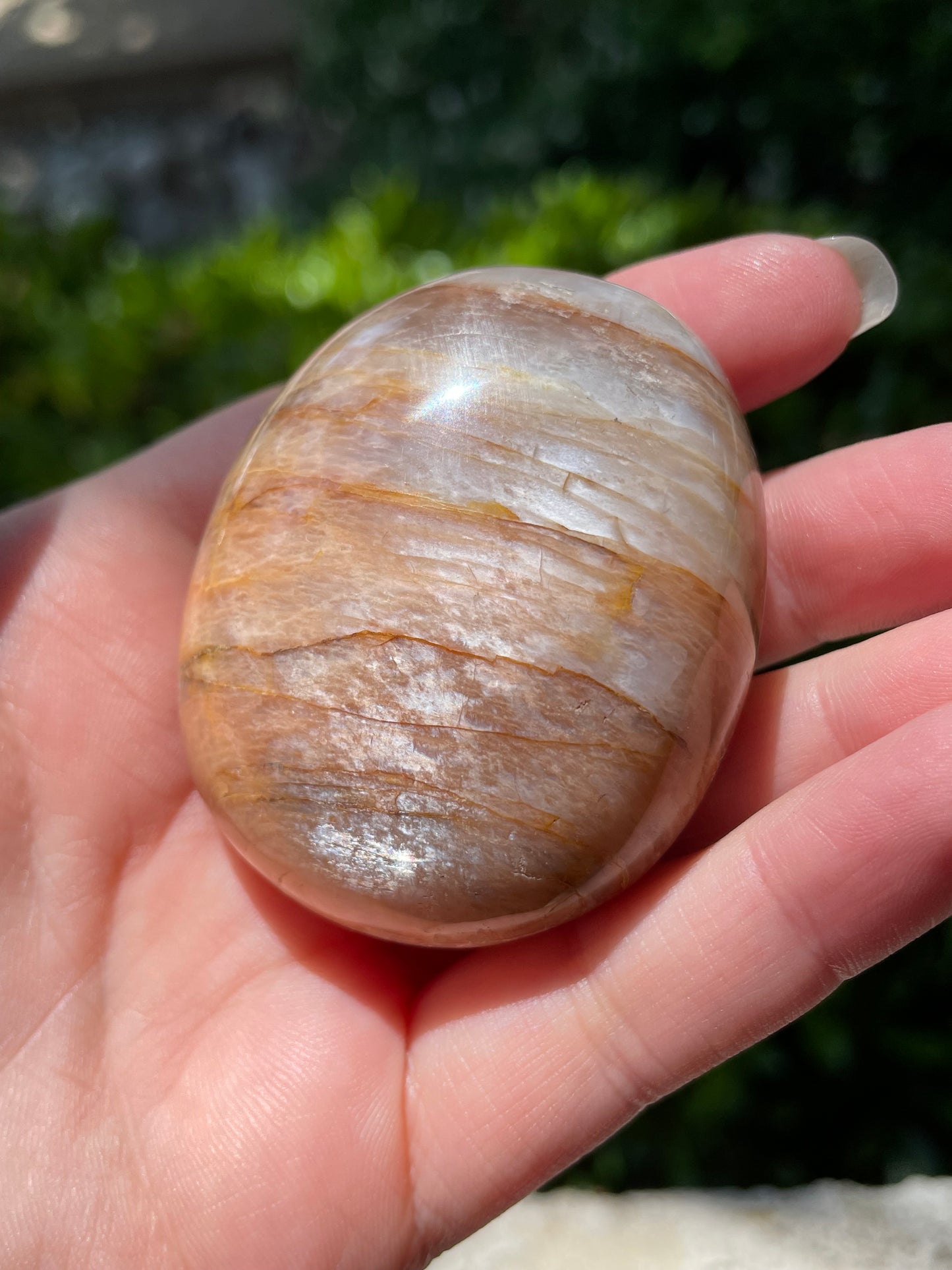 Peach Moonstone Palm Crystal Stone