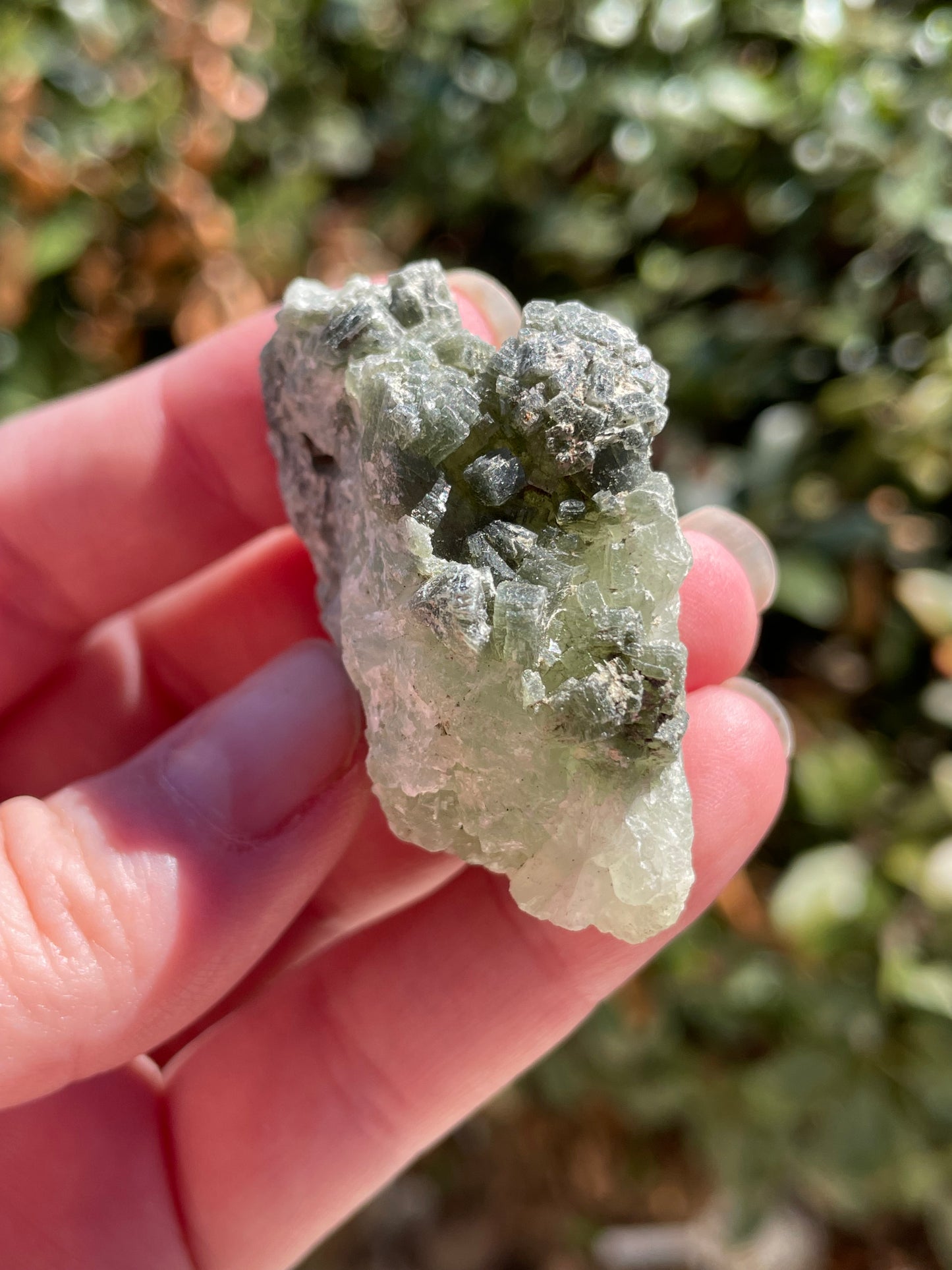 Prehnite with Epidote Crystal Clusters