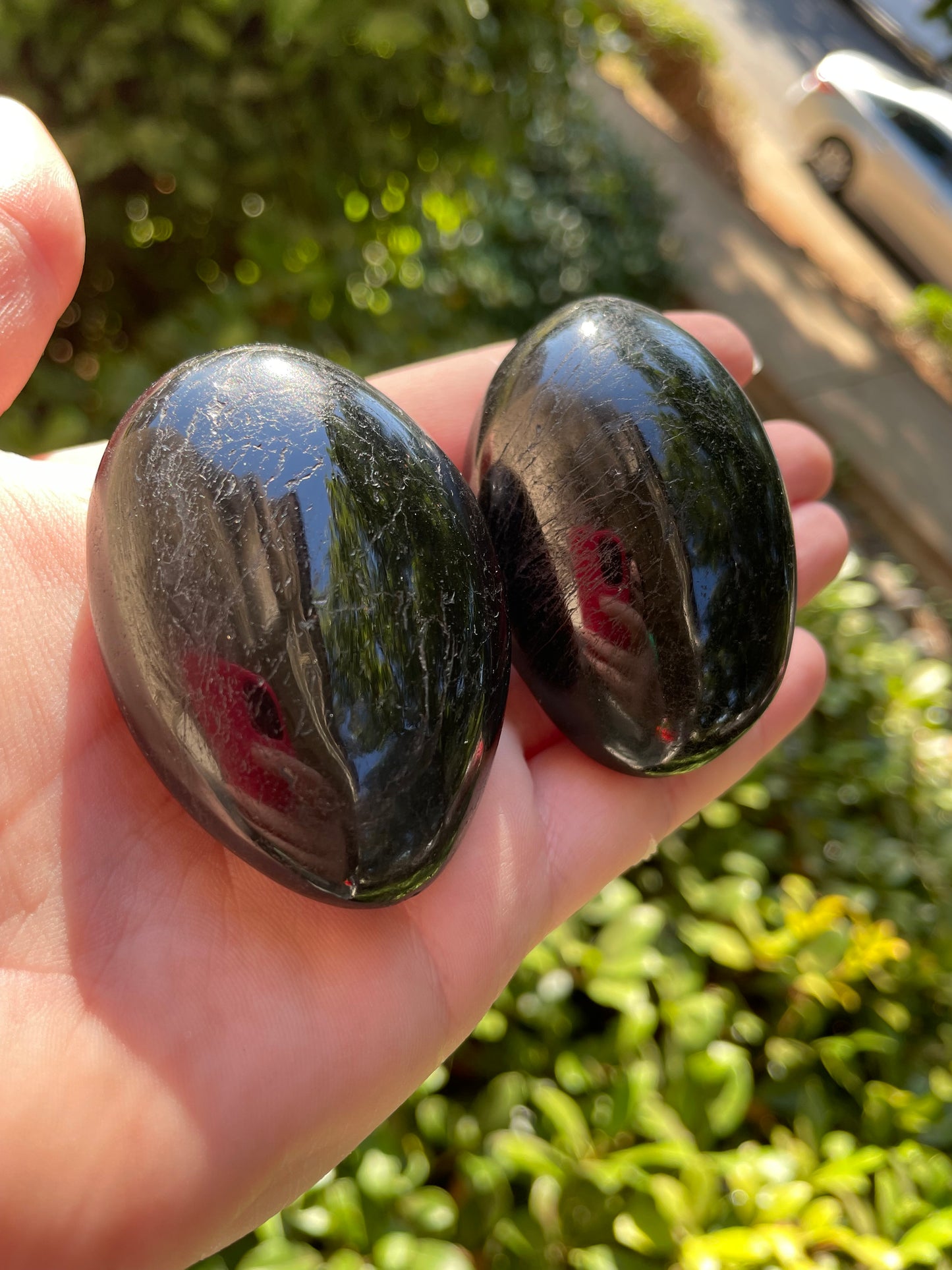 Black Tourmaline Crystal Palm Stones