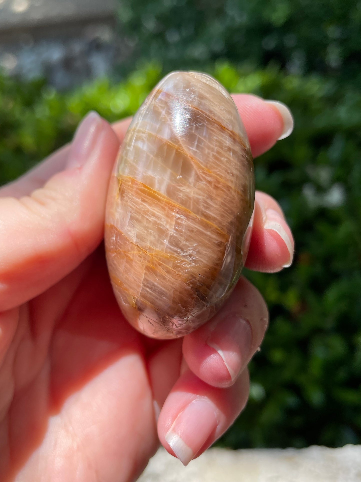 Peach Moonstone Palm Crystal Stone