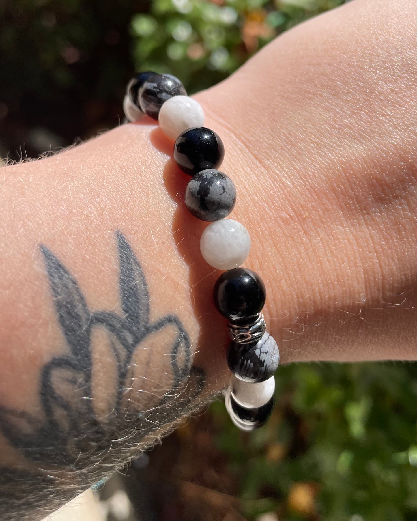 Shadow Work Crystal Bracelet with Obsidian, Moonstone, and Snowflake Obsidian