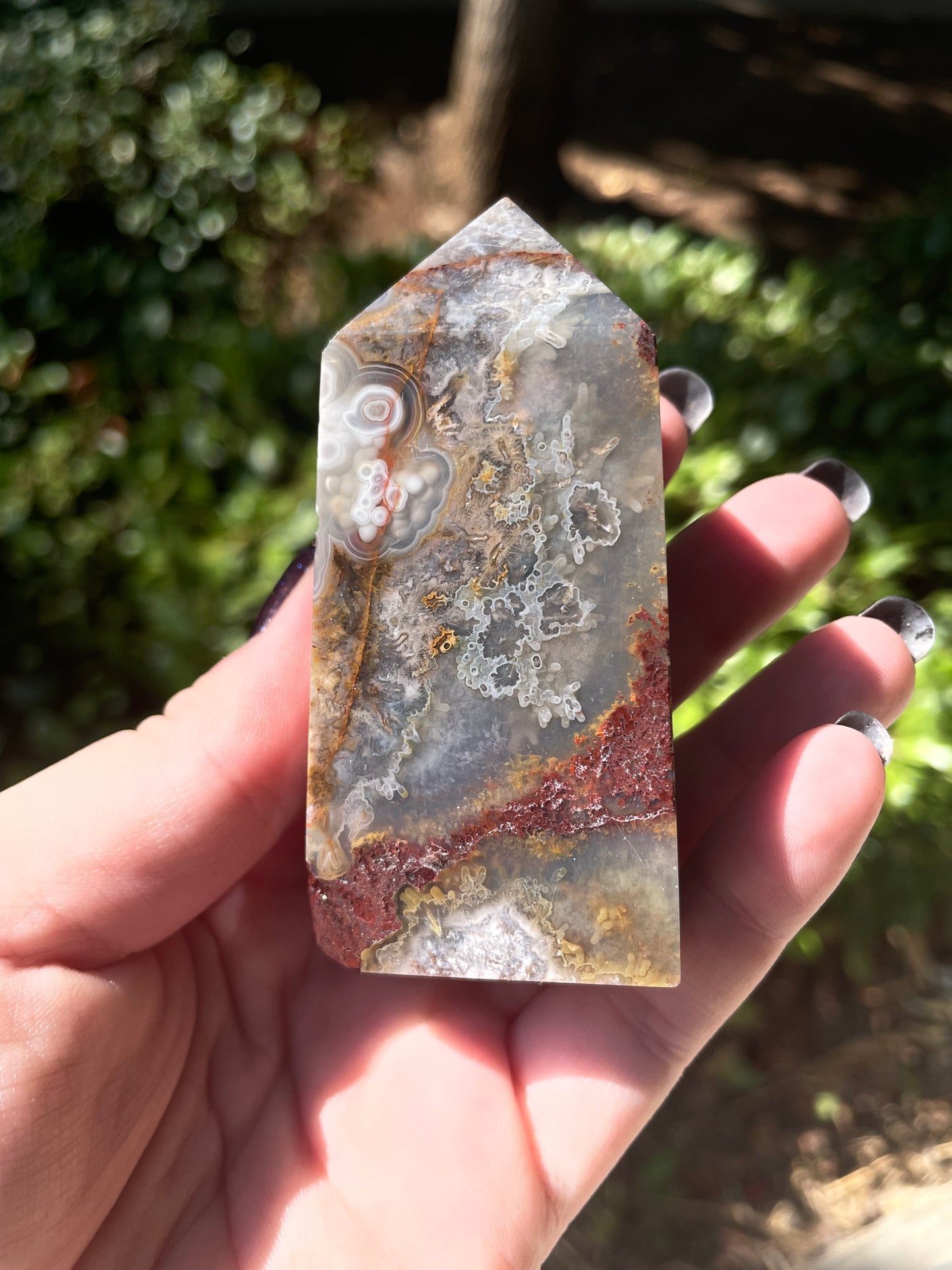 3” Mexican Crazy Lace Agate Tower